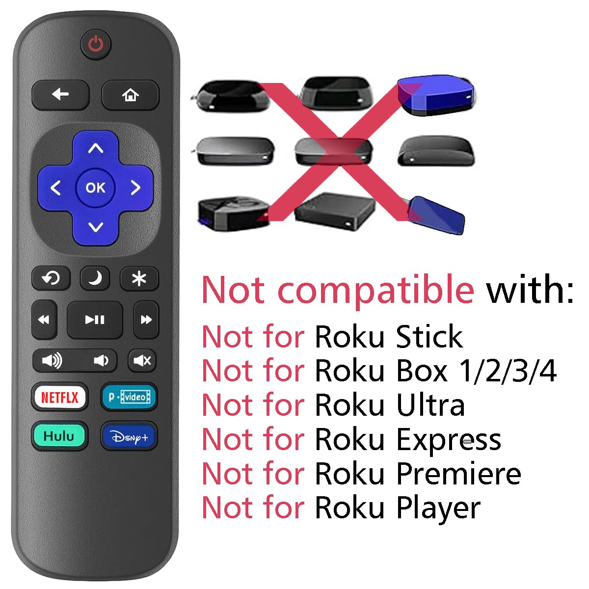 Zamienny pilot zdalnego sterowania do Roku Smart TV, uniwersalny pilot kompatybilny z telewizorami TCL/Onn/Sharp/LG/Sanyo/JVC/Hisense/RCA/Philips/Insignia itp. R0KU (nie do RokuStick i Box)