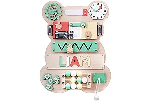 Personalized Wooden Busy Board, Name Learning Puzzle for Kids