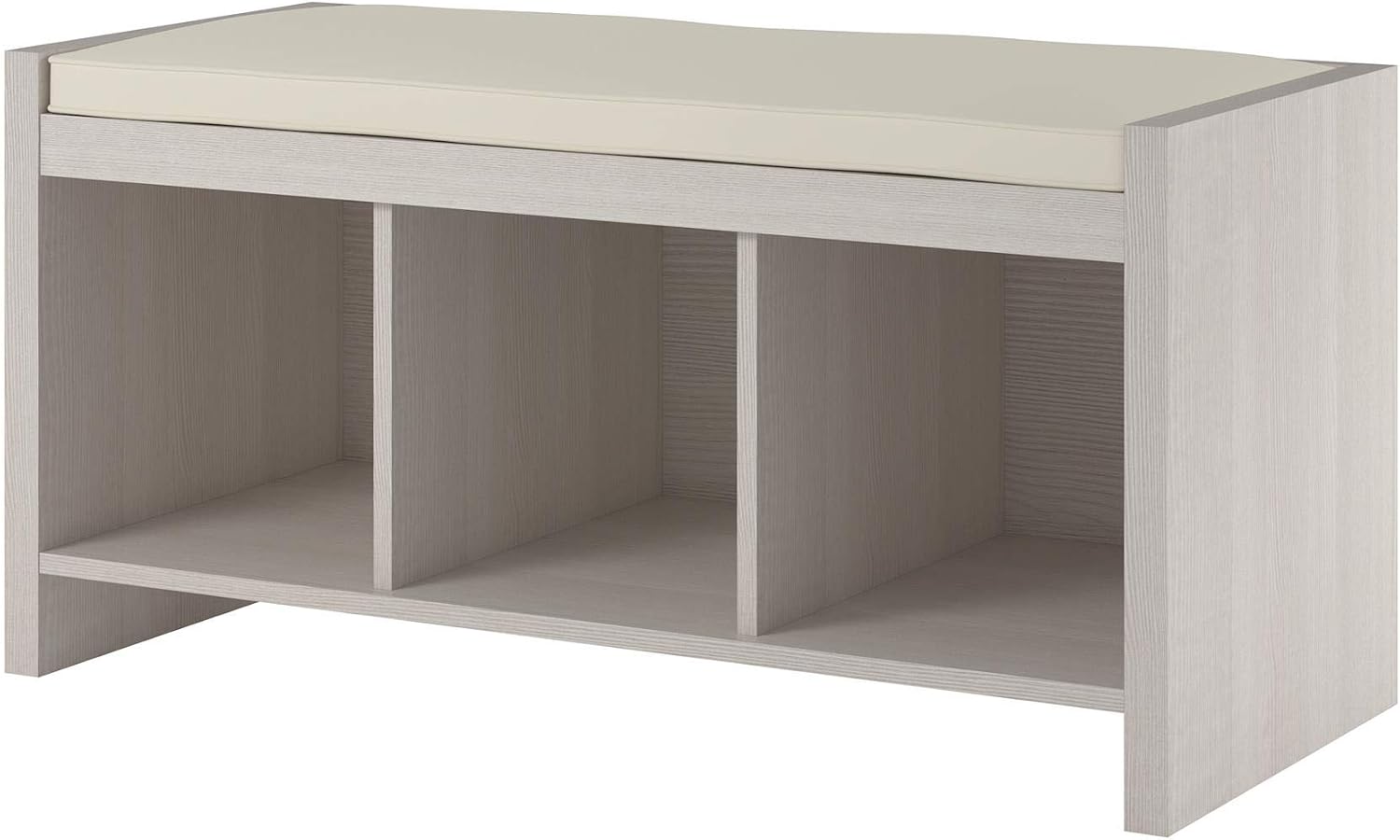 Ameriwood Home Penelope Entryway Storage Bench with Cushion, Ivory Pine