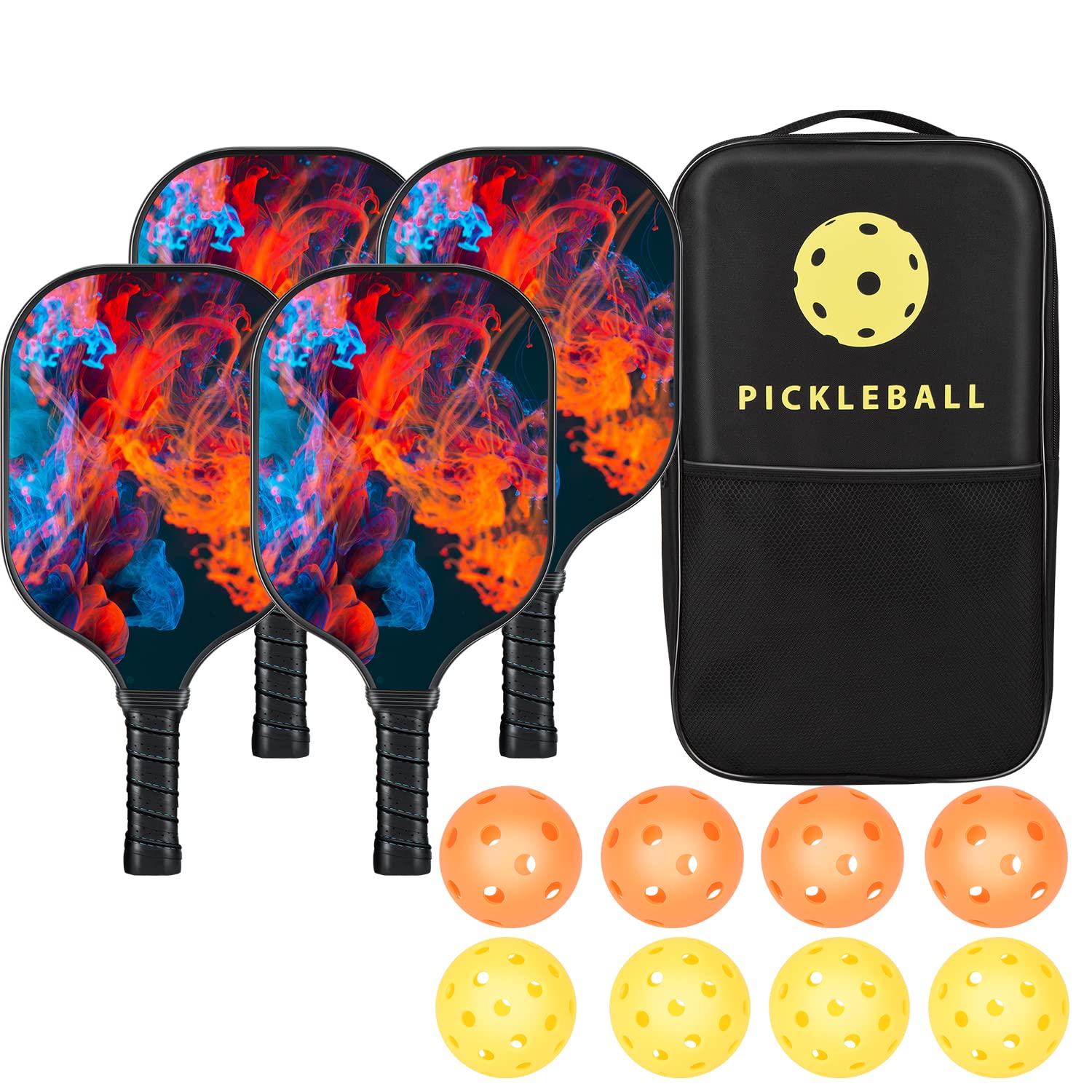 Pickleball Paddles Set - Fiberglass Lightweight Pickle Ball Rackets With 4 Balls And Carrybags, Non-Slip Grip Paddleball Set With Polypropylene Honeycomb Core For Beginners & Professionals (Pack Of 2 - View #10
