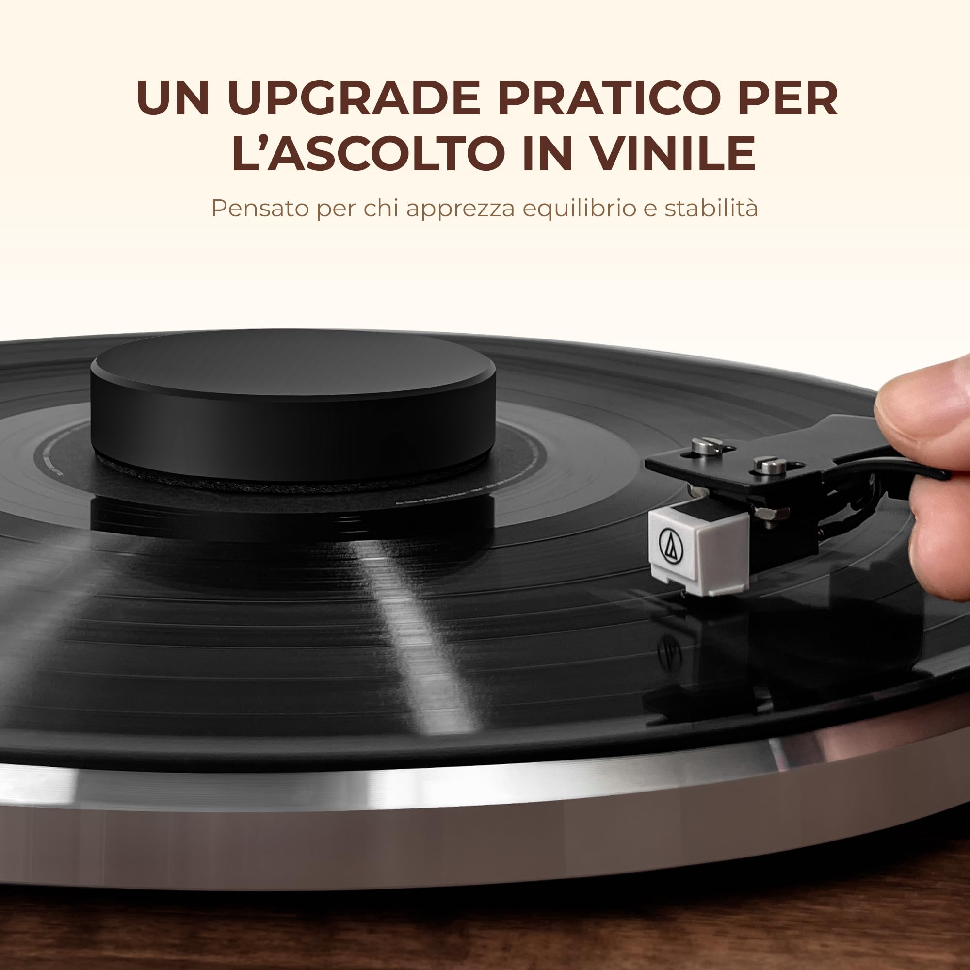 QLEARSOUL Peso per vinile 200 g（±5 g） per giradischi – Peso equilibrato in alluminio con base in feltro, riduce le vibrazioni e migliora la stabilità del disco