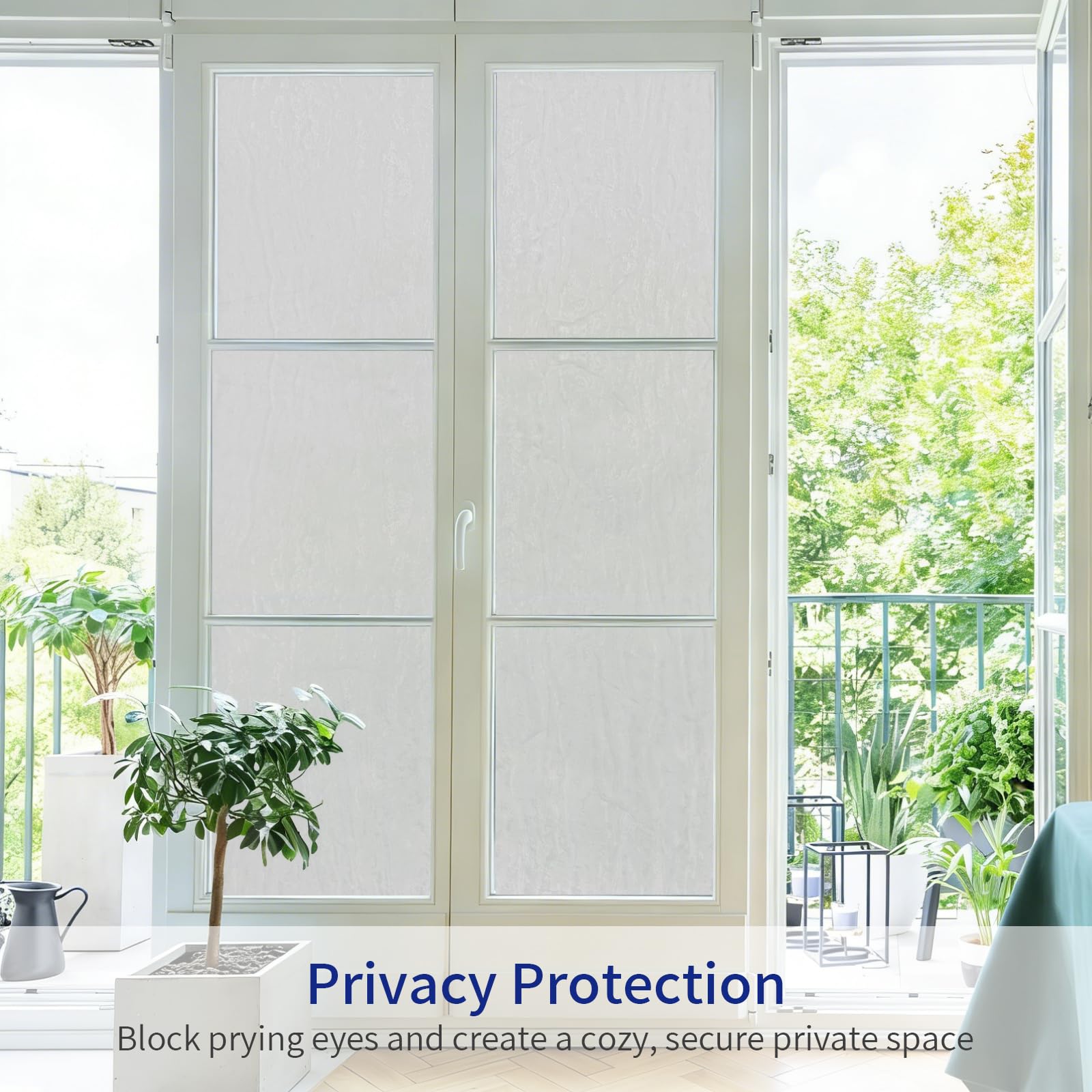 Film de confidentialité pour fenêtre en verre dépoli pour porte de salle de bain - Non adhésif - Bloque les UV - 60 x 200 cm