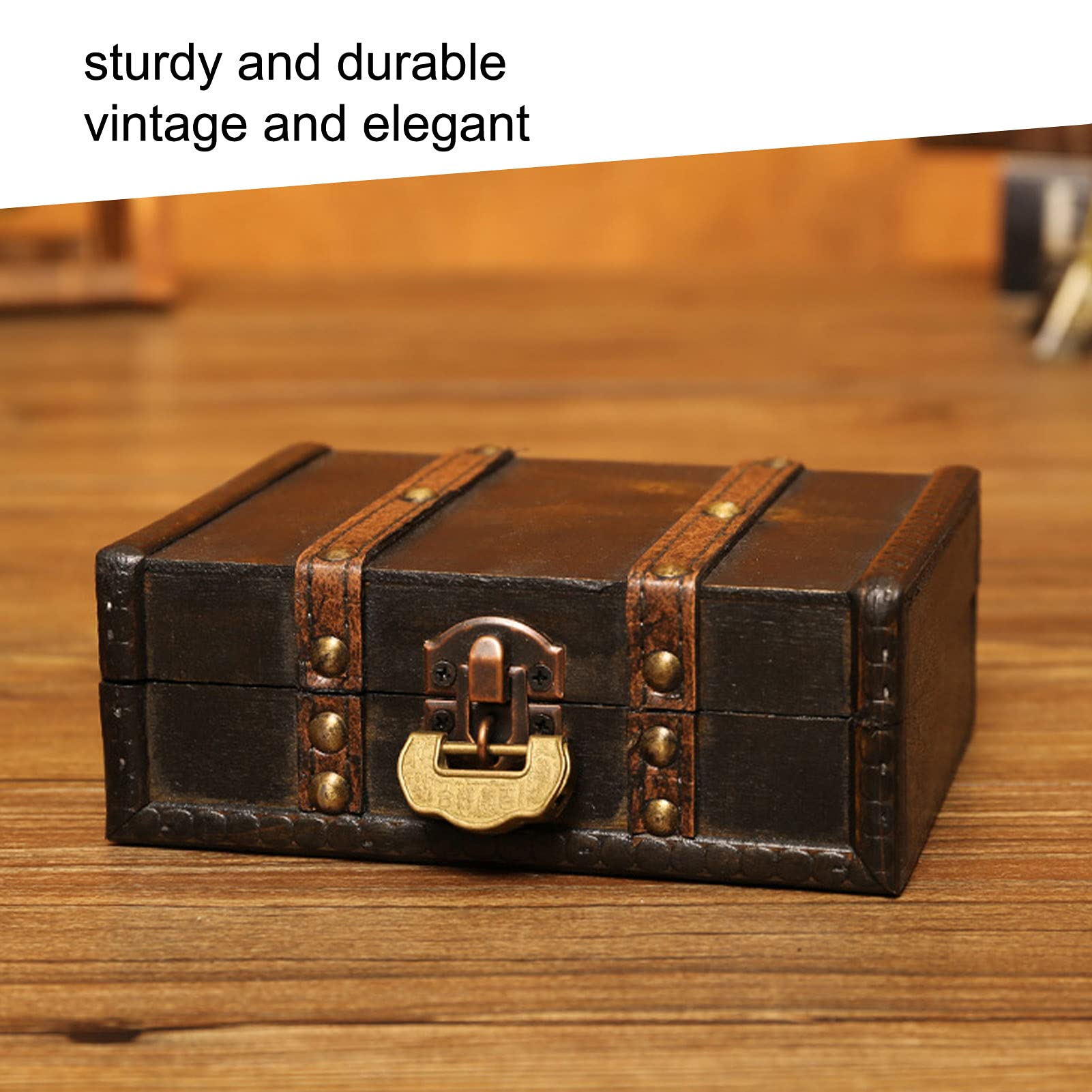 Caja de madera retro Sto Caja de joyería antigua con cerradura en D y llave de escritorio Nizer para joyas, collares, ingles, caja de recuerdo de madera hecha a mano