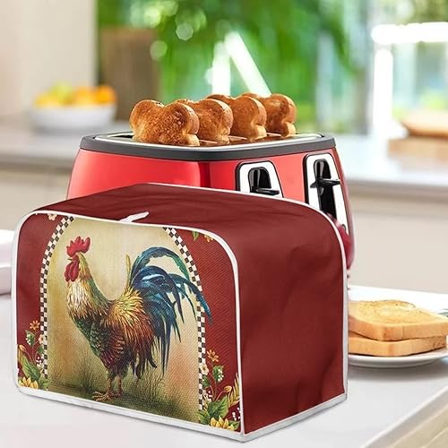 Miniatura 3 de UNICEU Cubierta para tostadora con estampado de gallo, 4 rebanadas, decoración de electrodomésticos de cocina, horno pequeño, tostadora, cubierta
