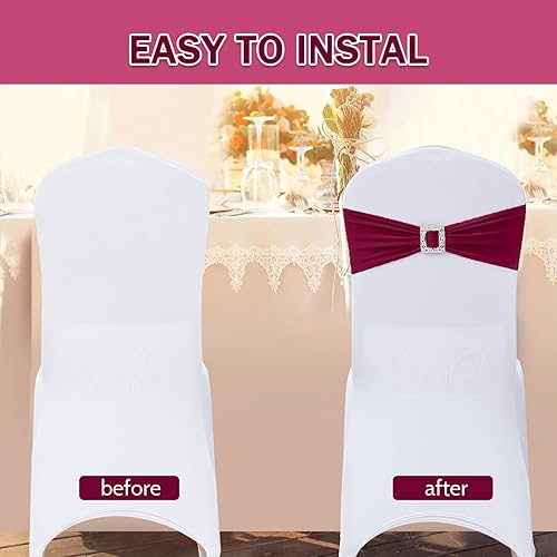 Vista 36 de Joccun 30 cintas elásticas de elastano para silla con hebilla deslizante, lazos elásticos universales para sillas para bodas, banquetes, fiestas