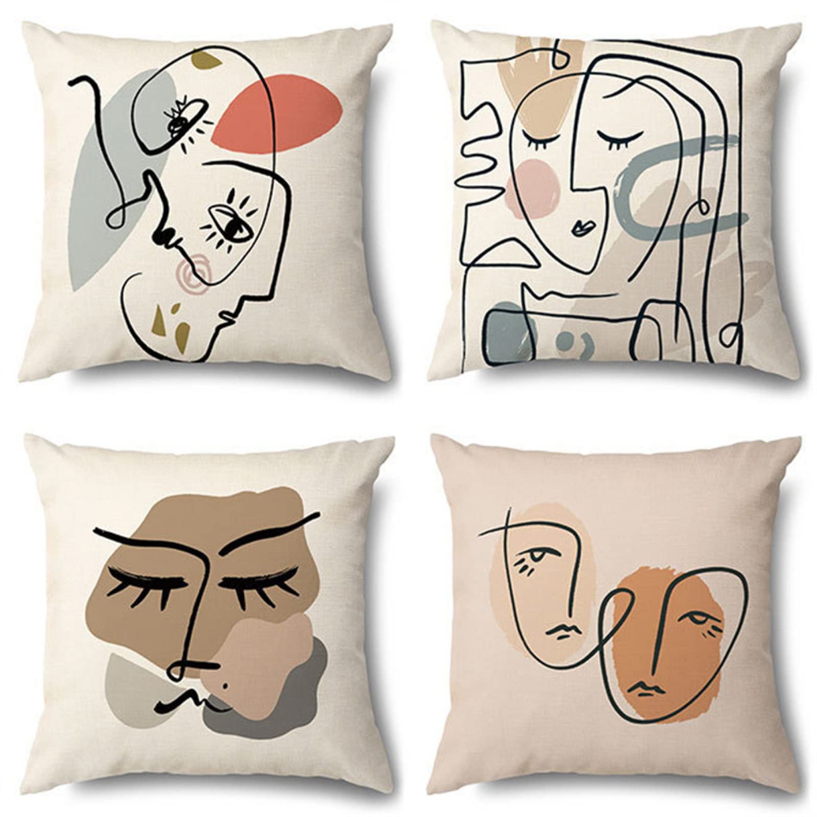 Housses de coussin 60x60cm extérieur imperméable en lin pour canapé et lit