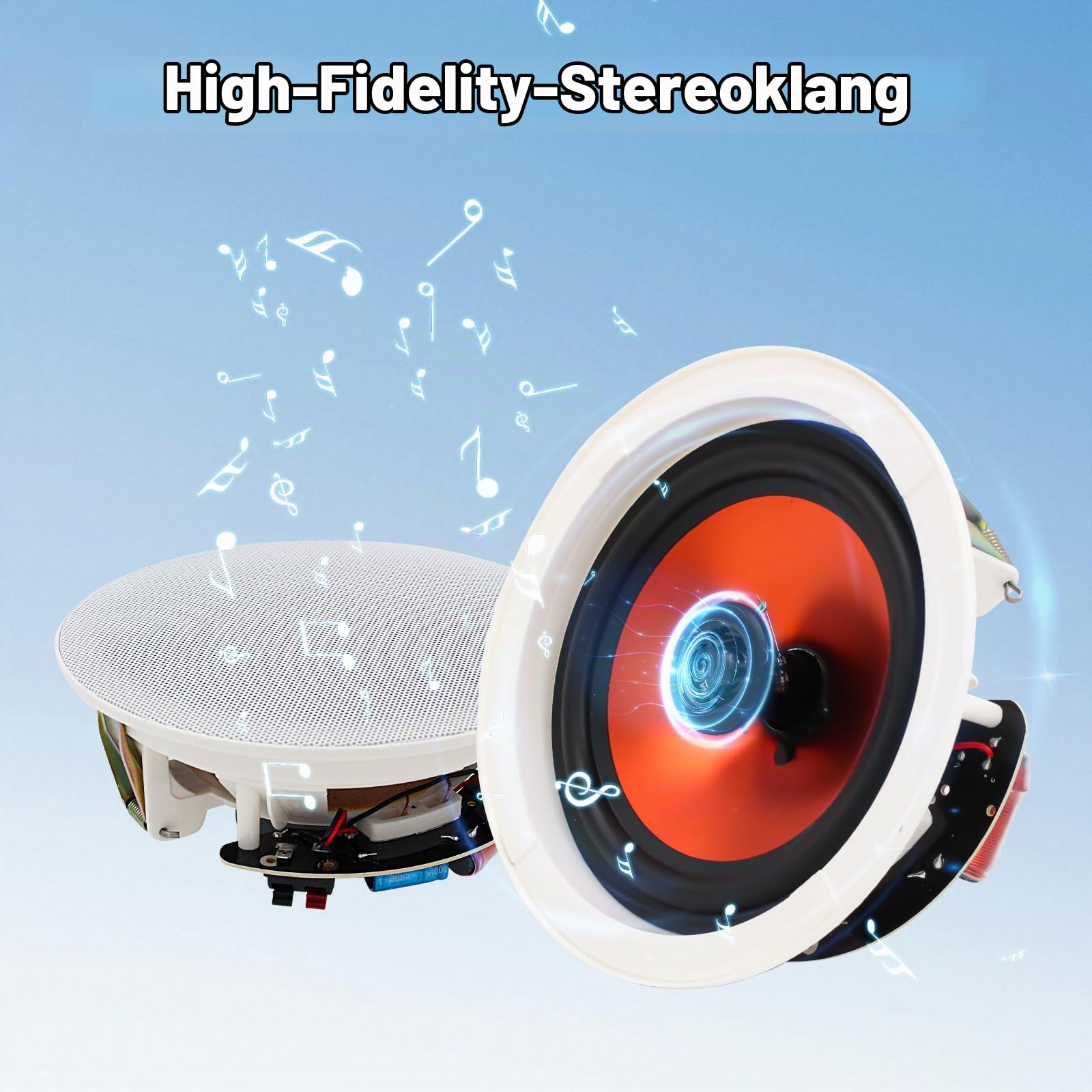 Herdio 4 Inch 480 Watts High Power Bluetooth Ceiling Speakers - 4 Recessed Speakers, Crisp Surround Sound for Home Theater, Bedroom, Kitchen, Office & Covered Patio(2 Paris)