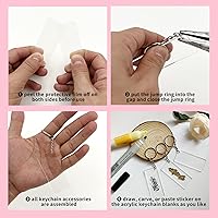 Vista 4 de Juego de 150 llaveros acrílicos en blanco, incluye 50 piezas rectangulares de acrílico en blanco (0.8 x 3.1 in), 50 llaveros y 50 anillos de salto