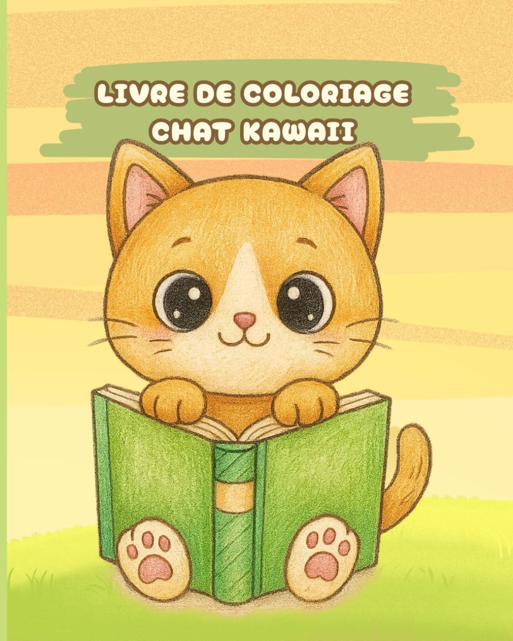 Livre de Coloriage Chat Kawaii: 50 scènes de chats kawaii hyper mignons, grandes et faciles à colorier pour les enfants