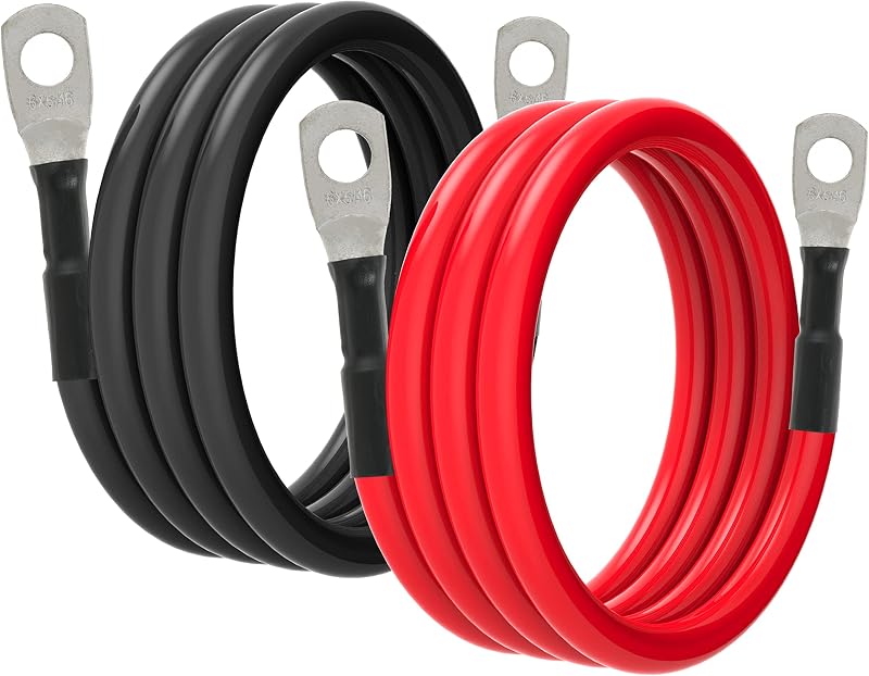 Cabo de bateria Gopayia 6 AWG com terminais de cobre estanhado para automotivo, solar, náutico e RV – Par de 0,91 m