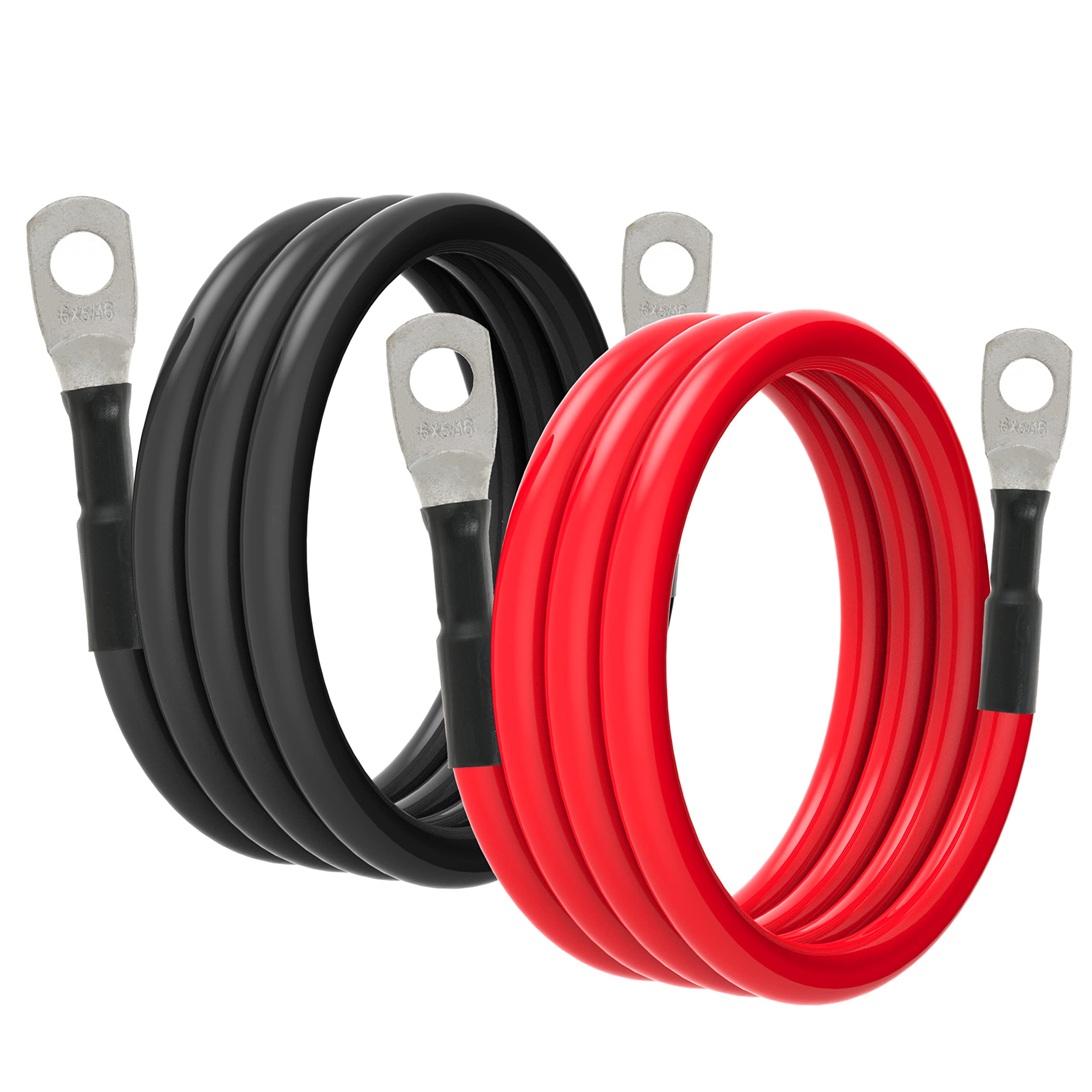 6 AWG Battery Cable 6AWG Gauge Battery Inverter Cables for Automotive Solar Marine Boat RV Car Motorcycle (6 AWG, 3FT, 5/16")