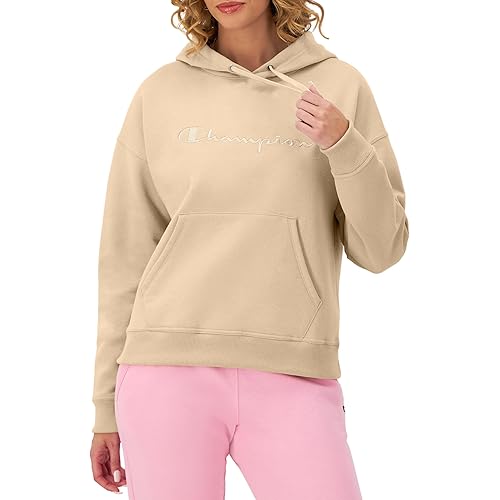 Champion Women’s Pullover Fleece Hoodie, Loose Fit, Midweight, Script Logo