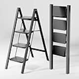 Step Ladder 4 Step Folding, Sturdy 330 Lbs Small Step Stool for Adults, Closet Step Stool Ladder with Anti-Slip Wide Pedals, Portable Folding Ladder for Home Kitchen Office