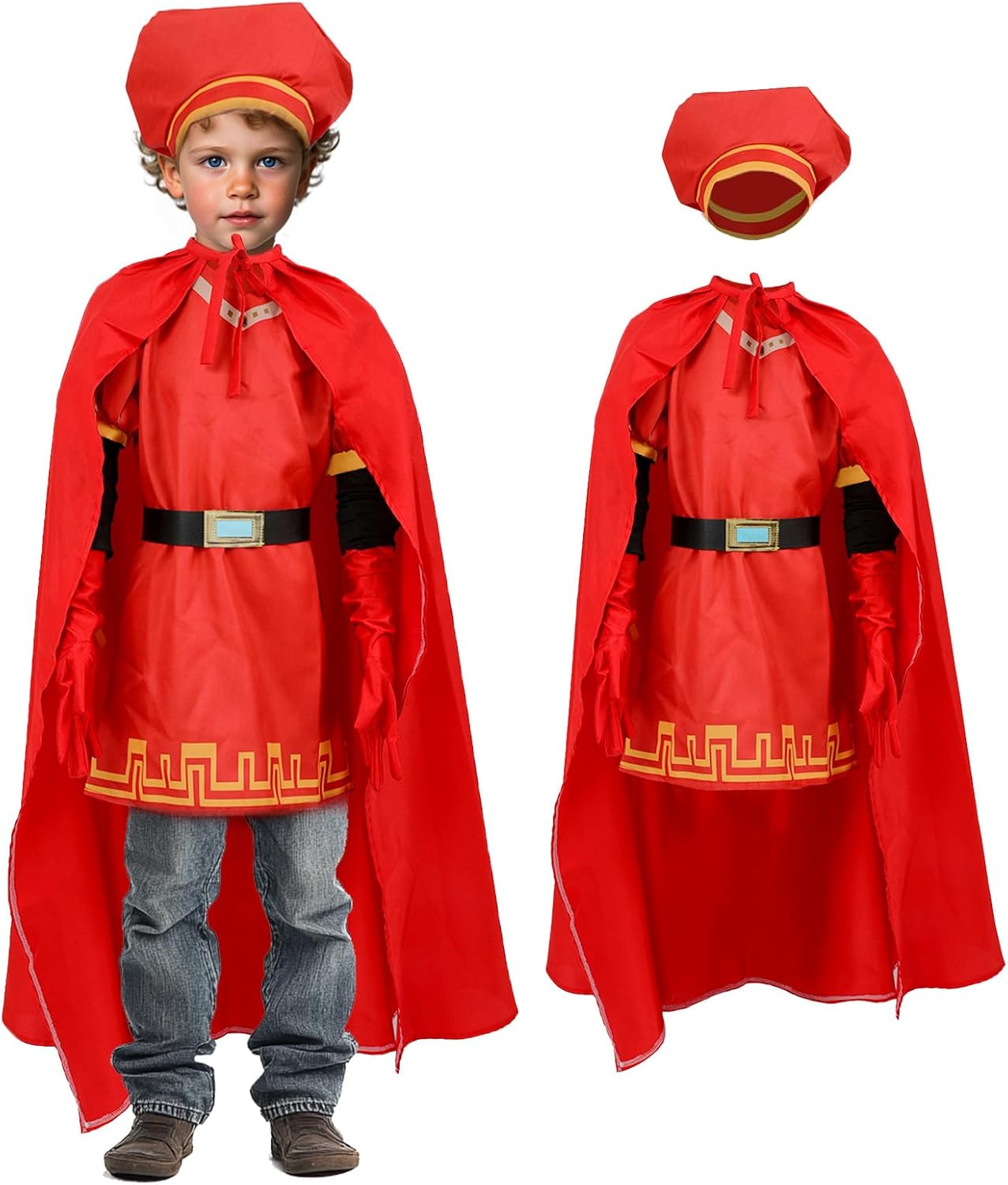 Lord Farquaad Costume 6PCS King Hat Cape Tops Full Set Kids Cosplay Costume for Halloween Dress Up