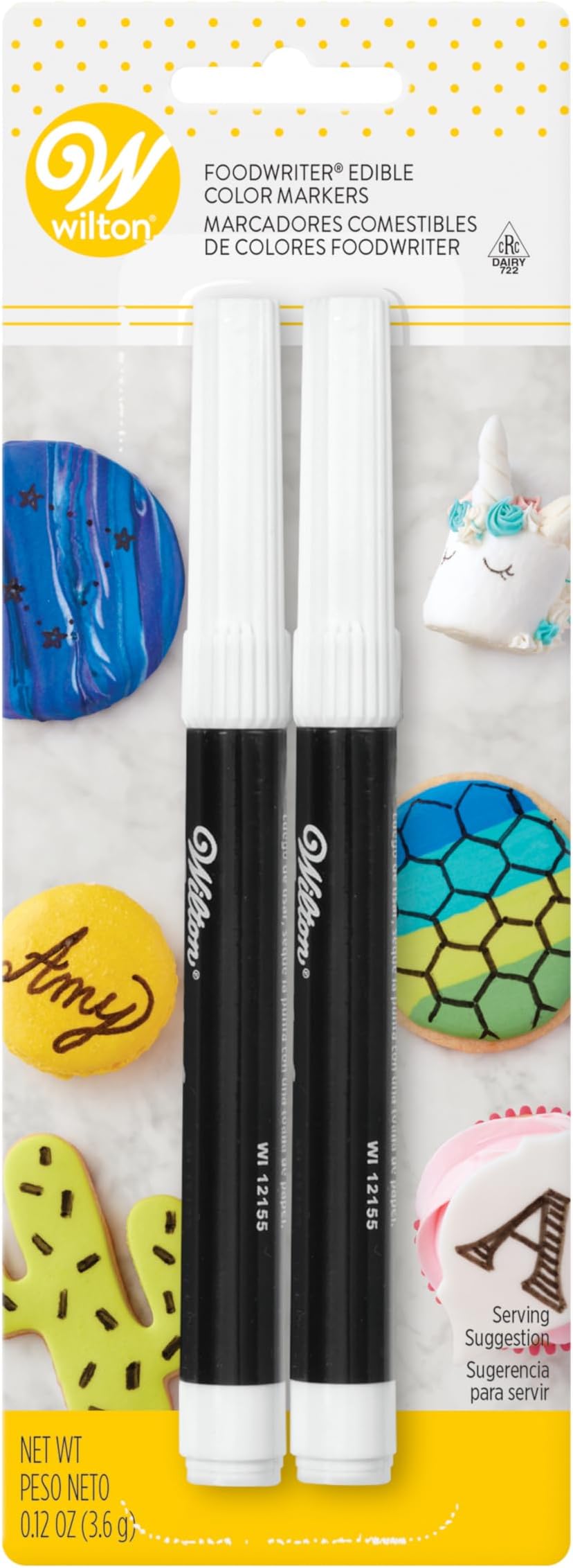 Wilton Black Food Marker, 2-Count Pack of Edible Markers, Ideal for Cookies and Cakes