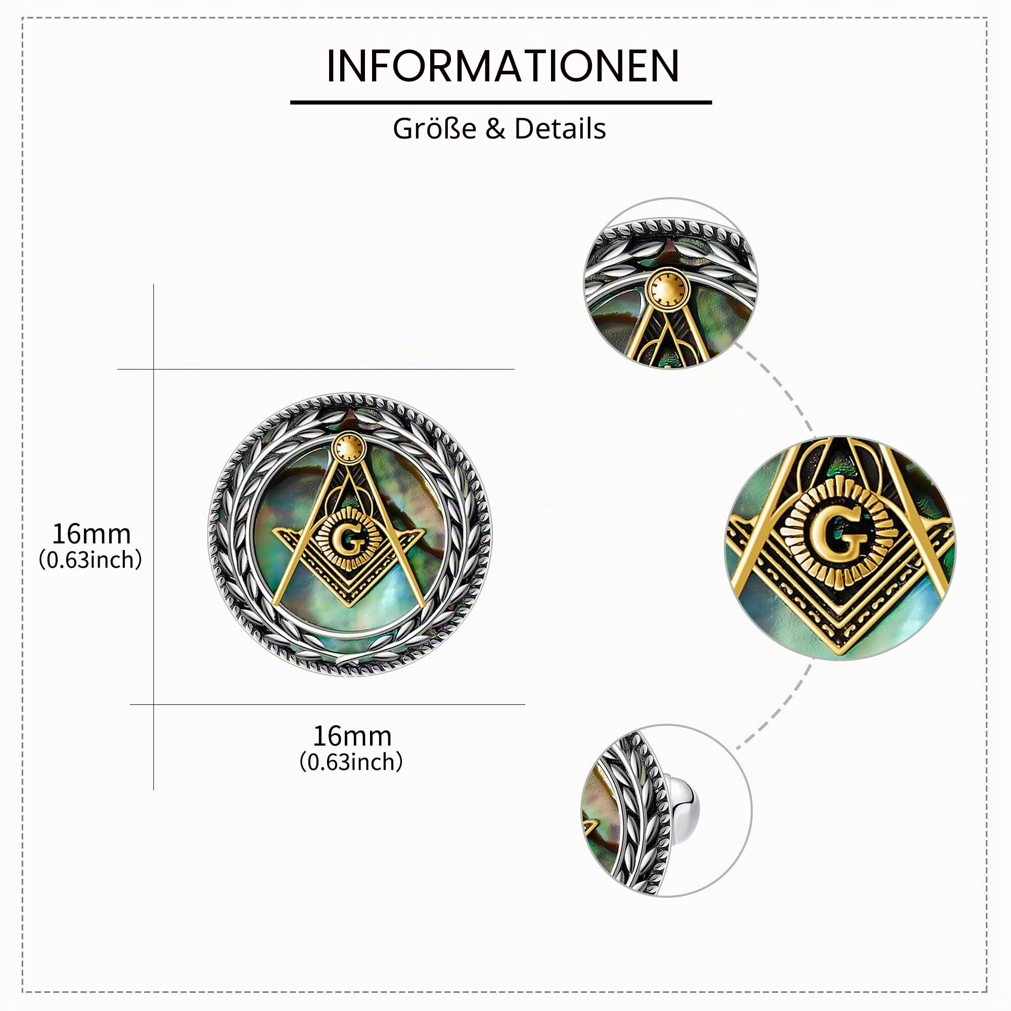 Freimaurerische Manschettenknöpfe für Männer aus Sterlingsilber Freimaurer Manschettenknöpfe aus Abalone Muschel Freimaurer Muttertag Schmuck für Männer