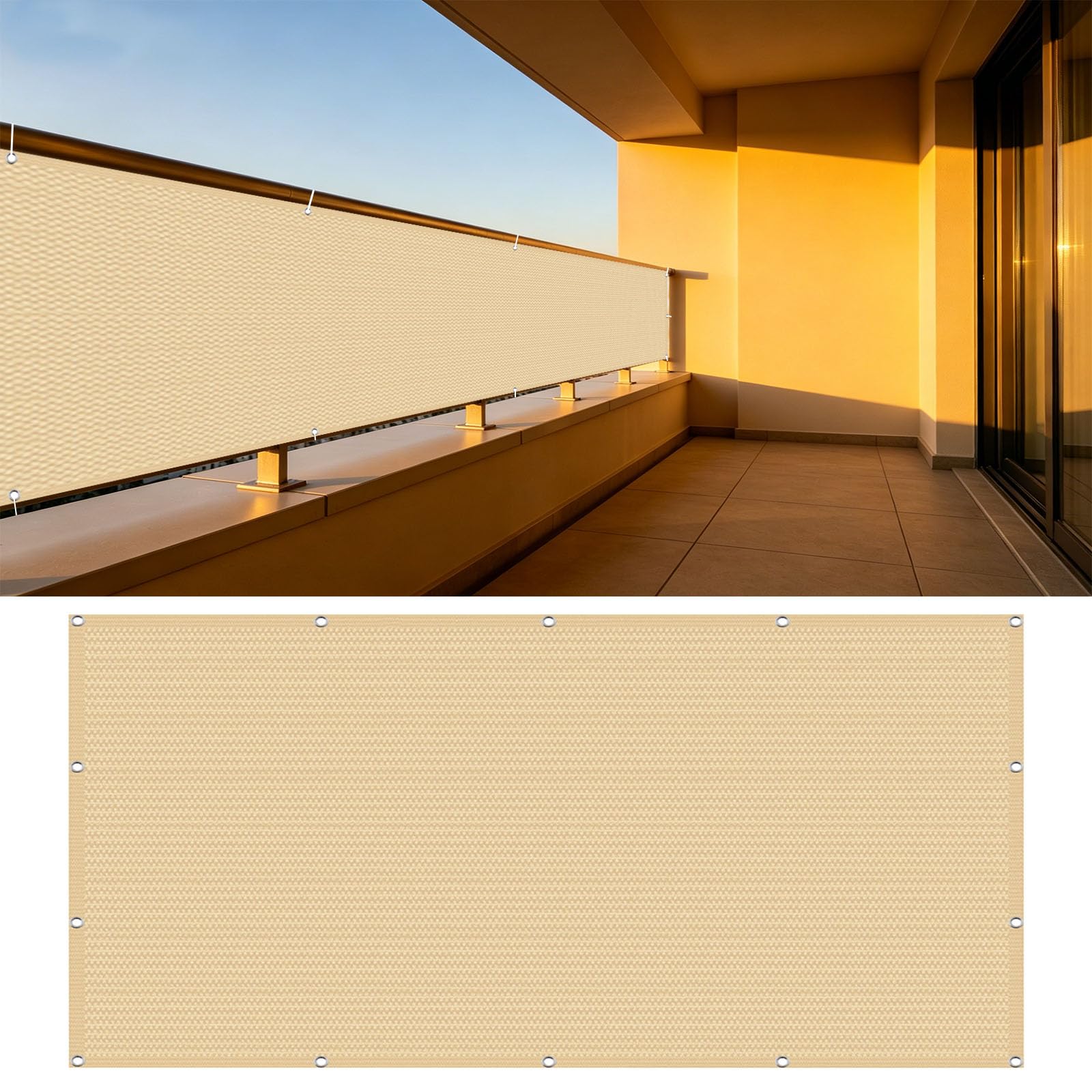 Ogrodzenie 85 x 180 cm Oddychająca, Chroniąca Przed Wiatrem I Promieniowaniem Uv, Odporna Na Rozdarcia Ogrodzenie Zapewniające Prywatność Do Zadaszenia Balkonu I Tarasu, Piaskowy żółty
