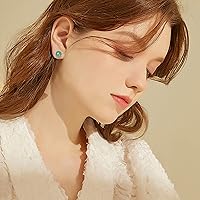 Vista 111 de Jade Earrings Studs,Green Jade Earrings for Women,925 Sterling Silver Earrings Studs for Sensitive Ears,Handmade Jade Earrings for Birthday