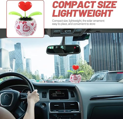 Miniatura 6 de Abaodam Figura de bailarina solar de flor de corazón para decoración del hogar, bonsái bailarín con energía solar, juguete de baile oscilante para