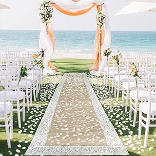 maytopia Natural Burlap Aisle Runner for Wedding Ceremony, 3ft x 20 ft Wedding Aisle Runner with Lace, Jute Rustic Burlap Aisle Runners for Indoor Outdoor Wedding Decor