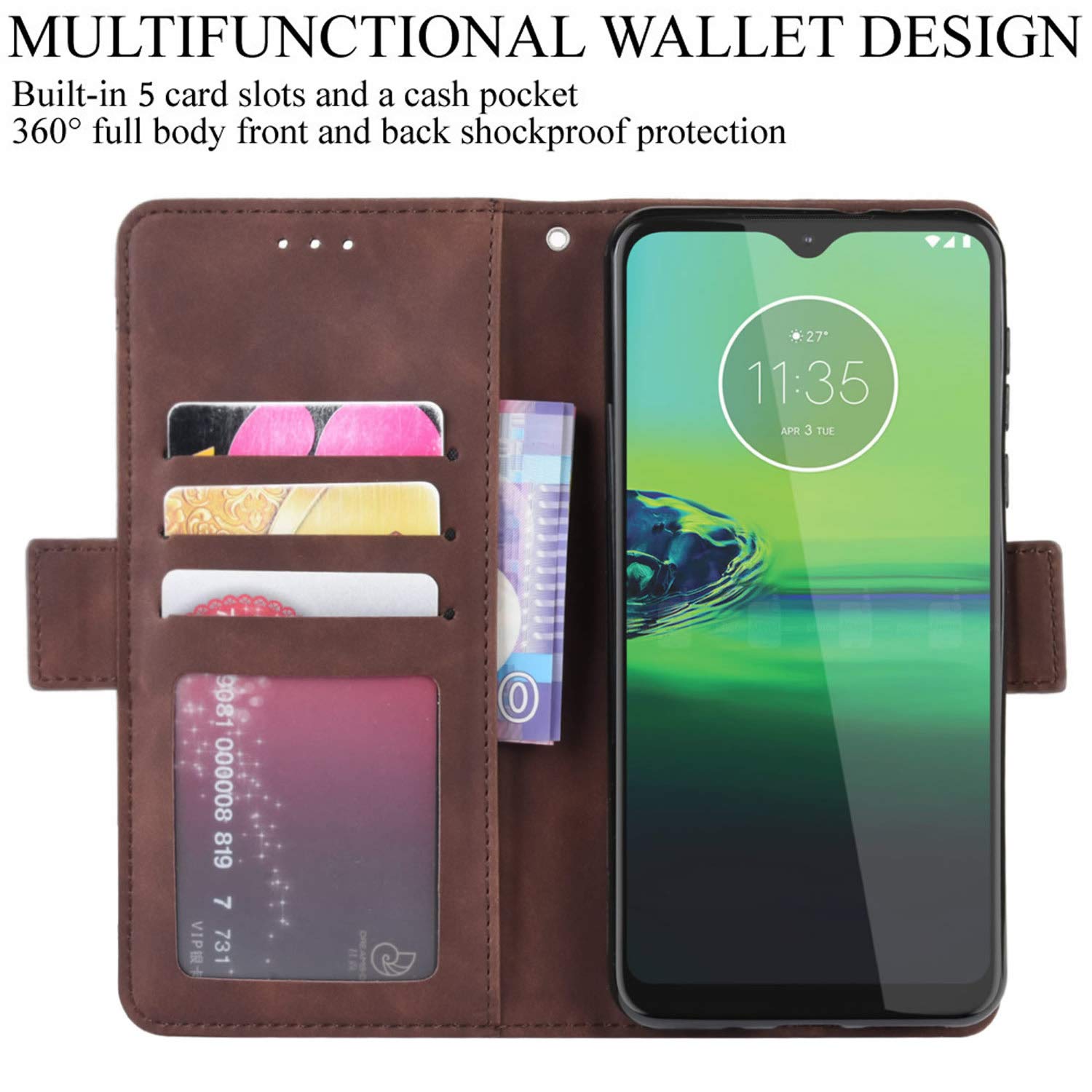 Custodia Portafoglio Pelle Custodia Portafoglio In Pelle Per Motorola Moto G8 Plus / Play / One Macro - Cover Originale Multifunzione Cover Portafoglio Multifunzione