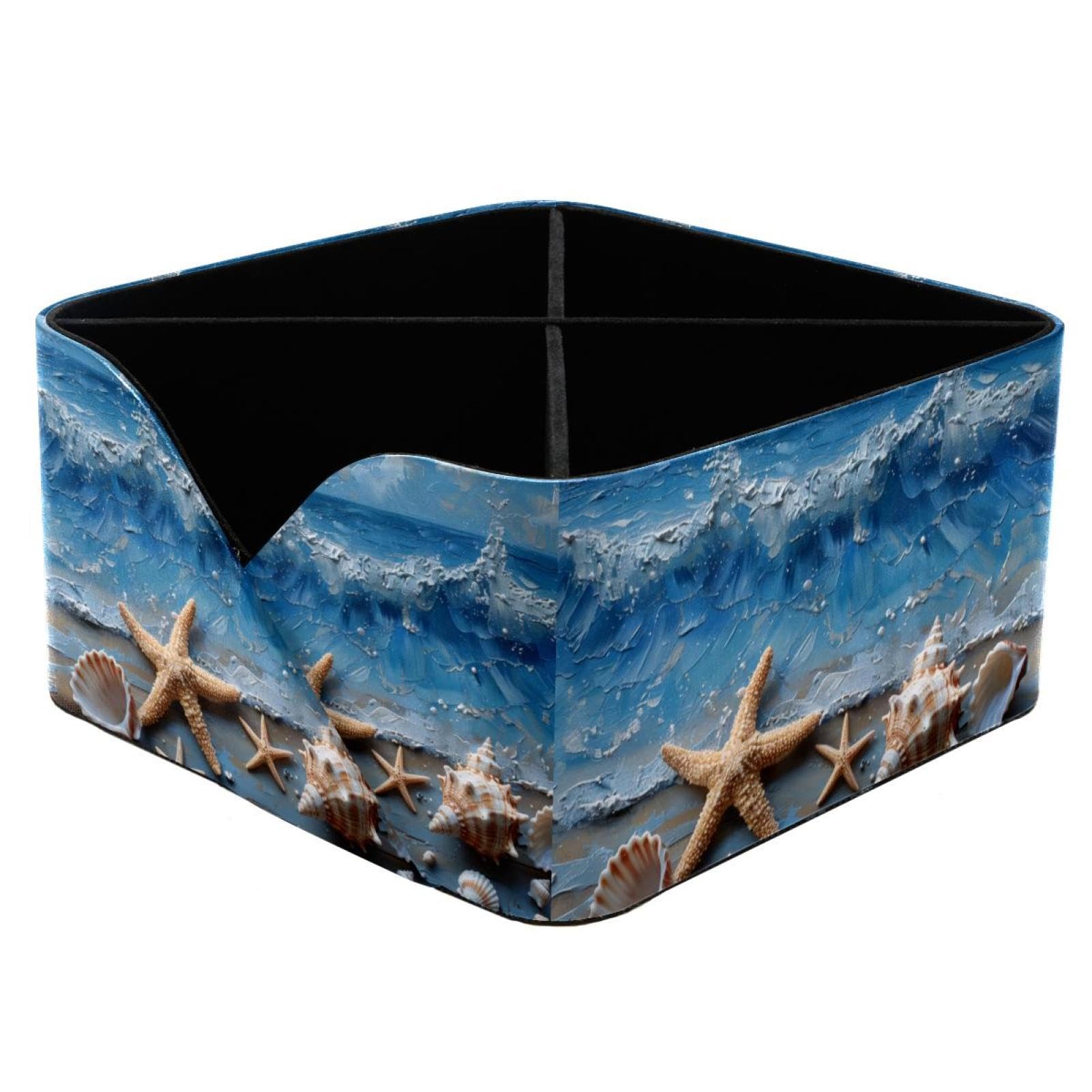 Porte-stylo rectangulaire coquillages de mer pour bureau et cosmétiques