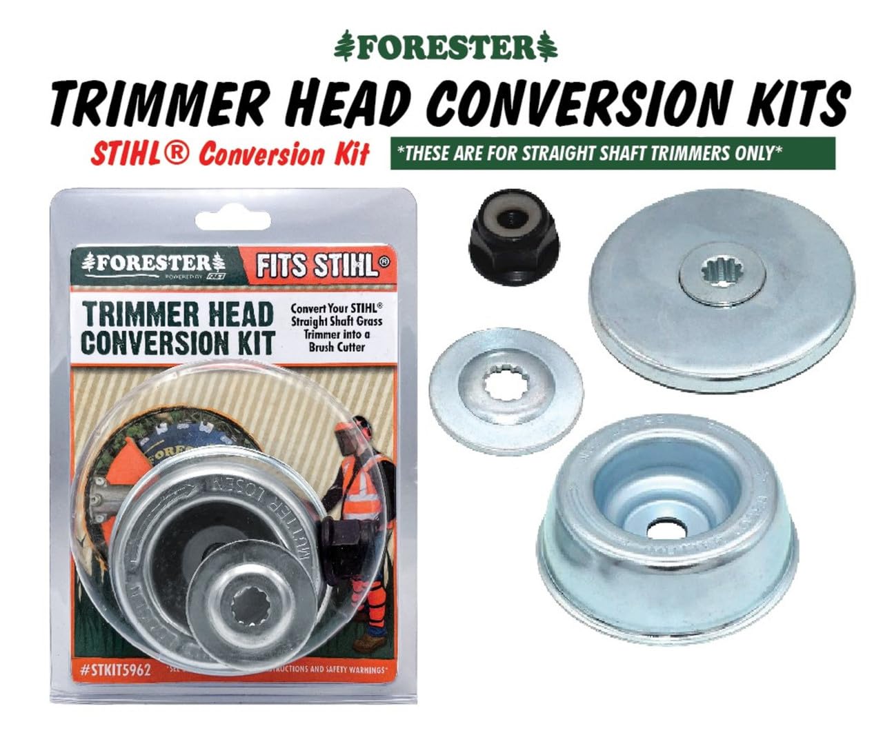 FORESTER Kit de conversión de cabeza recortadora compatible con la mayoría de los recortadores de eje recto Stihl y Brushcutte