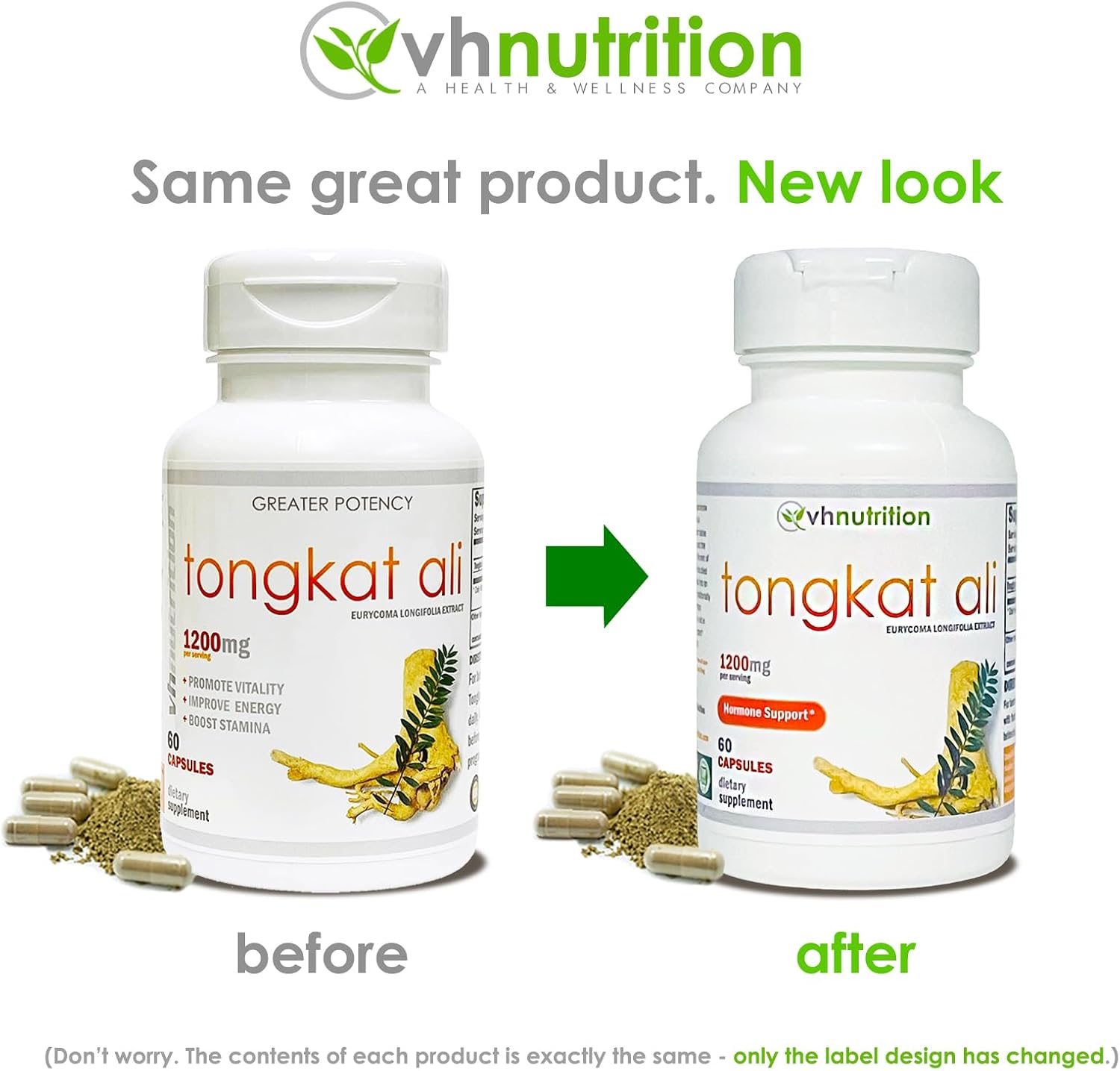 VH Nutrition TONGKAT ALI for Men | Pure Eurycoma Longifolia (LongJack) Extract Capsules | Extra Strength Mens Support Supplement* | 1200mg Per Serving | 60 Capsules