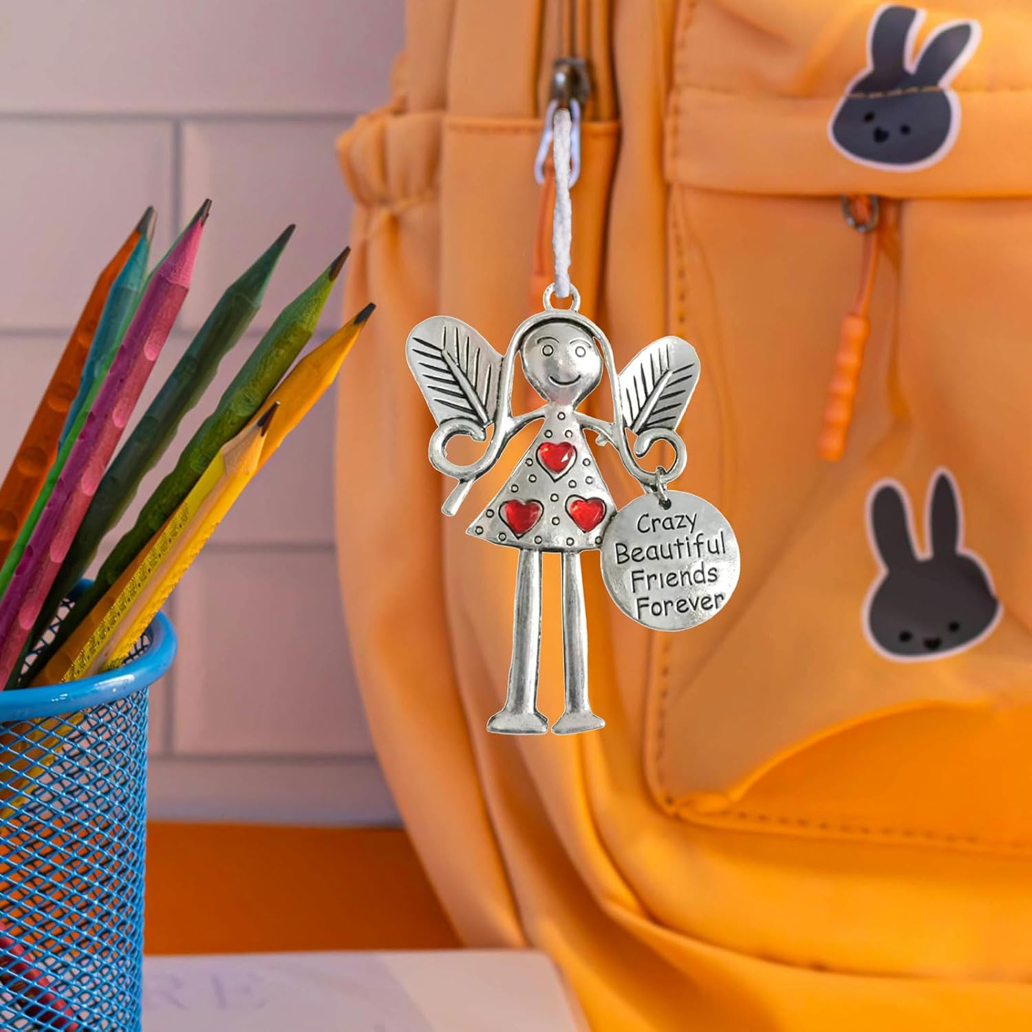 2 Pieces Angel Friendship Ornaments Gift, Best Friend Angle Ornaments New Year Christmas Birthday Gift for Women Female Friend with Velvet Drawstring Bag - Image 5