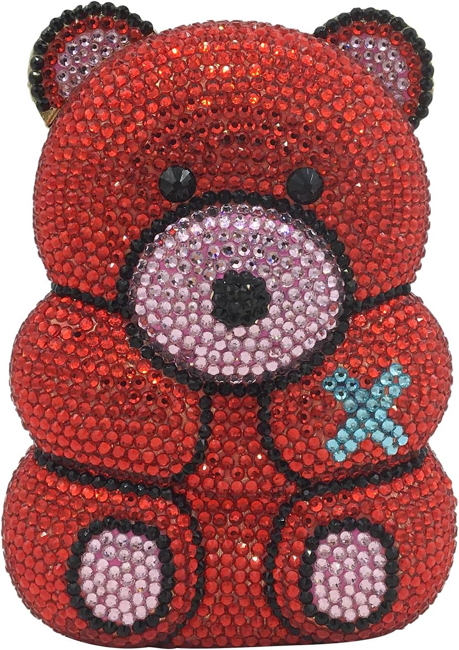 Boutique De FGG Bear Evening Bags and clutches for Women Formal Crystal Clutch Purse Party Animal Rhinestone Handbags,Mini
