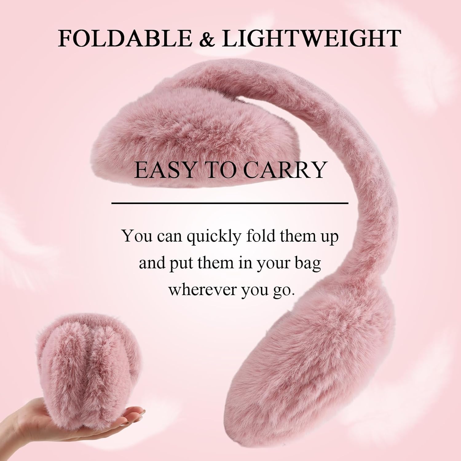 Zsedrut Winter Women Earmuff Foldable Ear Warmer Fluffy Ear Cover Warm Outdoor - Image 4