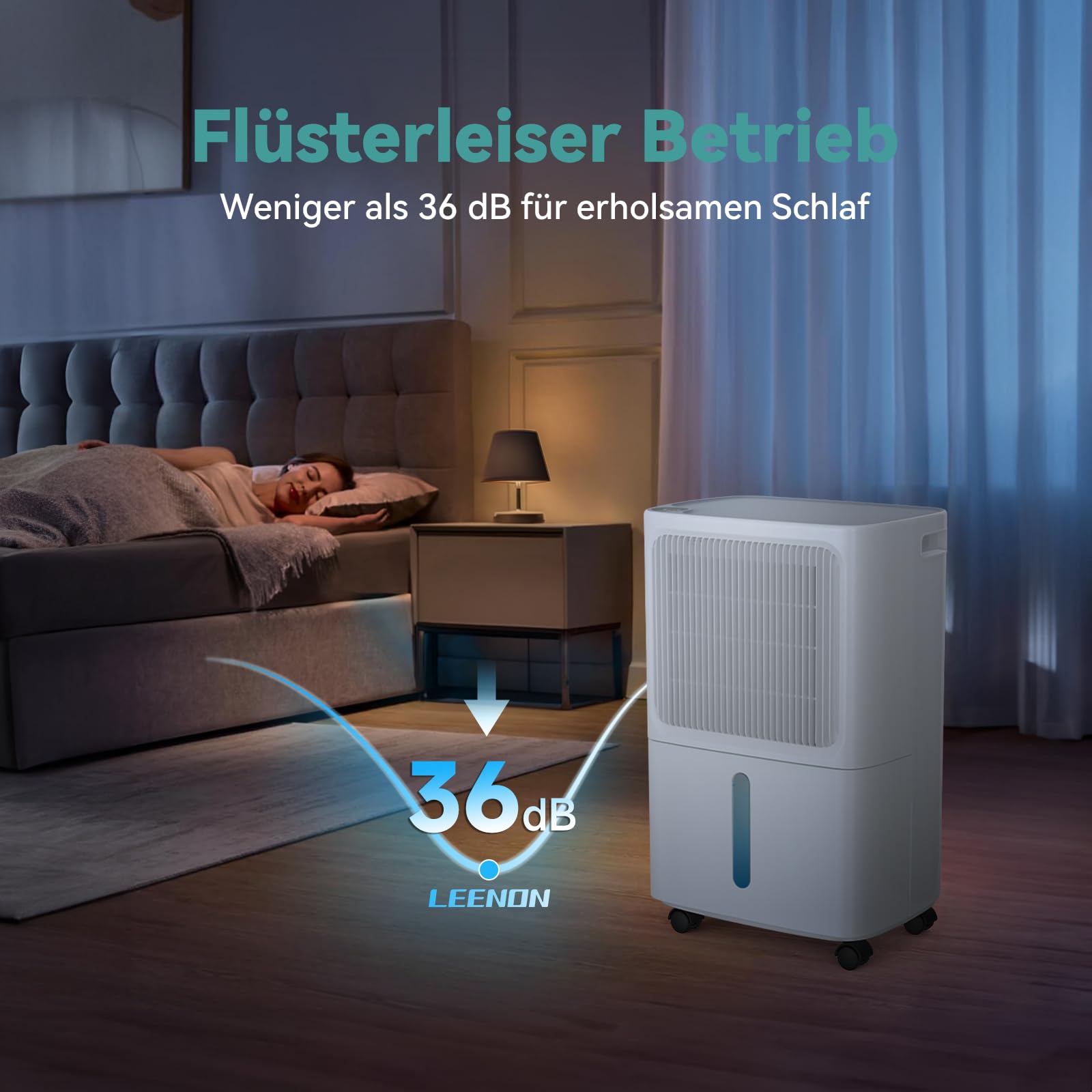 LEENON Luftentfeuchter Elektrisch 12L Entfeuchter Keller Leise Raumentfeuchter with Schlafmodus 24H Timer Wäschetrocknung Ablaufschlauch, Auto-Neustart Dehumidifier 30m² für Wohnung Badezimmer