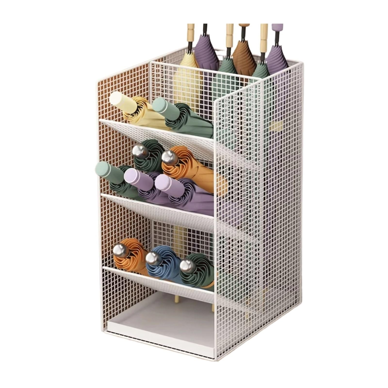 SONGYL-20249 Umbrella Stand Mesh Umbrella Stand, Commercial Drainage, Large-Capacity Storage Entryway(White)
