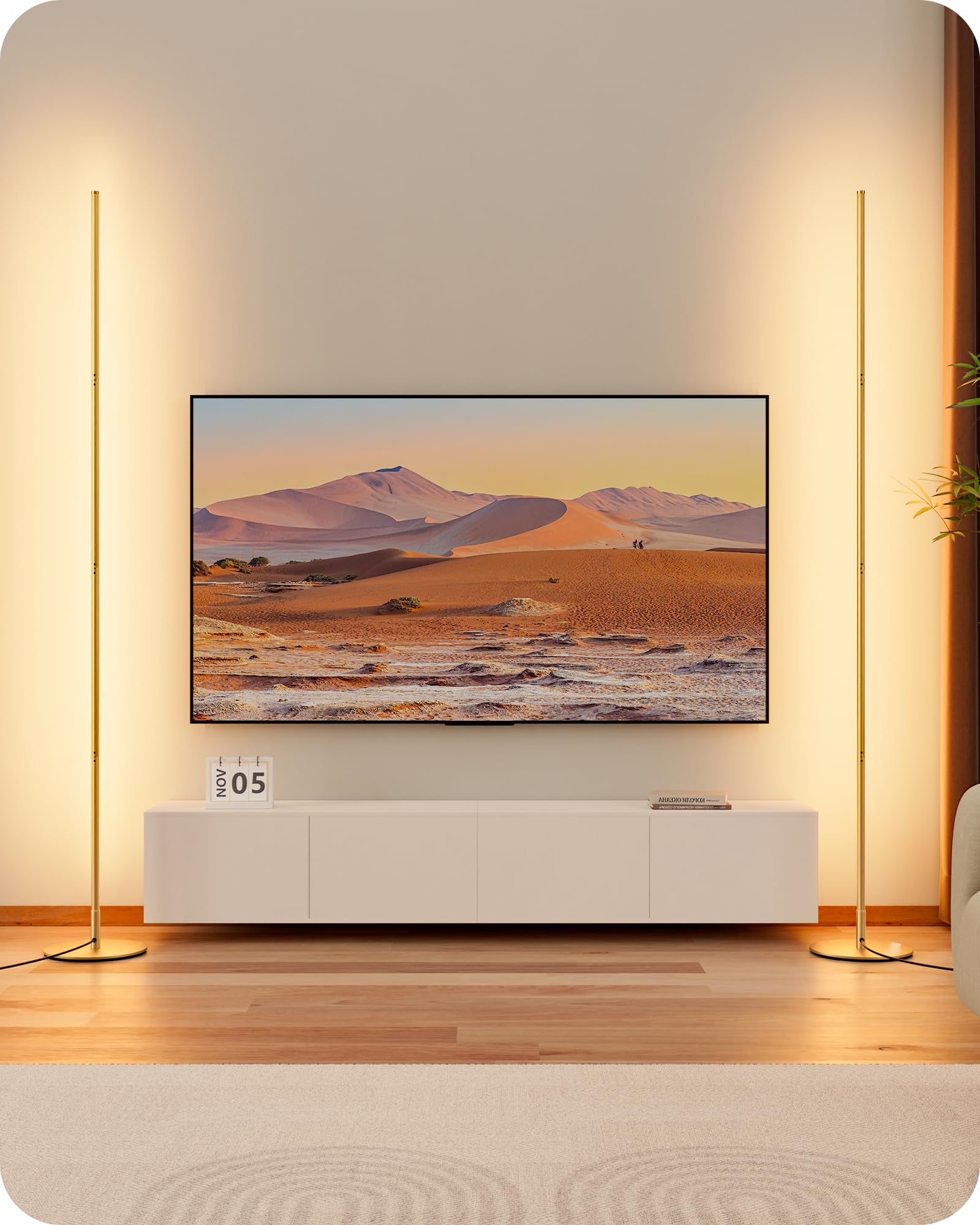EDISHINE 2 Pack LED Floor Lamp, 146cm Minimalist Dimmable Standing Lamp with Foot Switch, Stepless Dimming