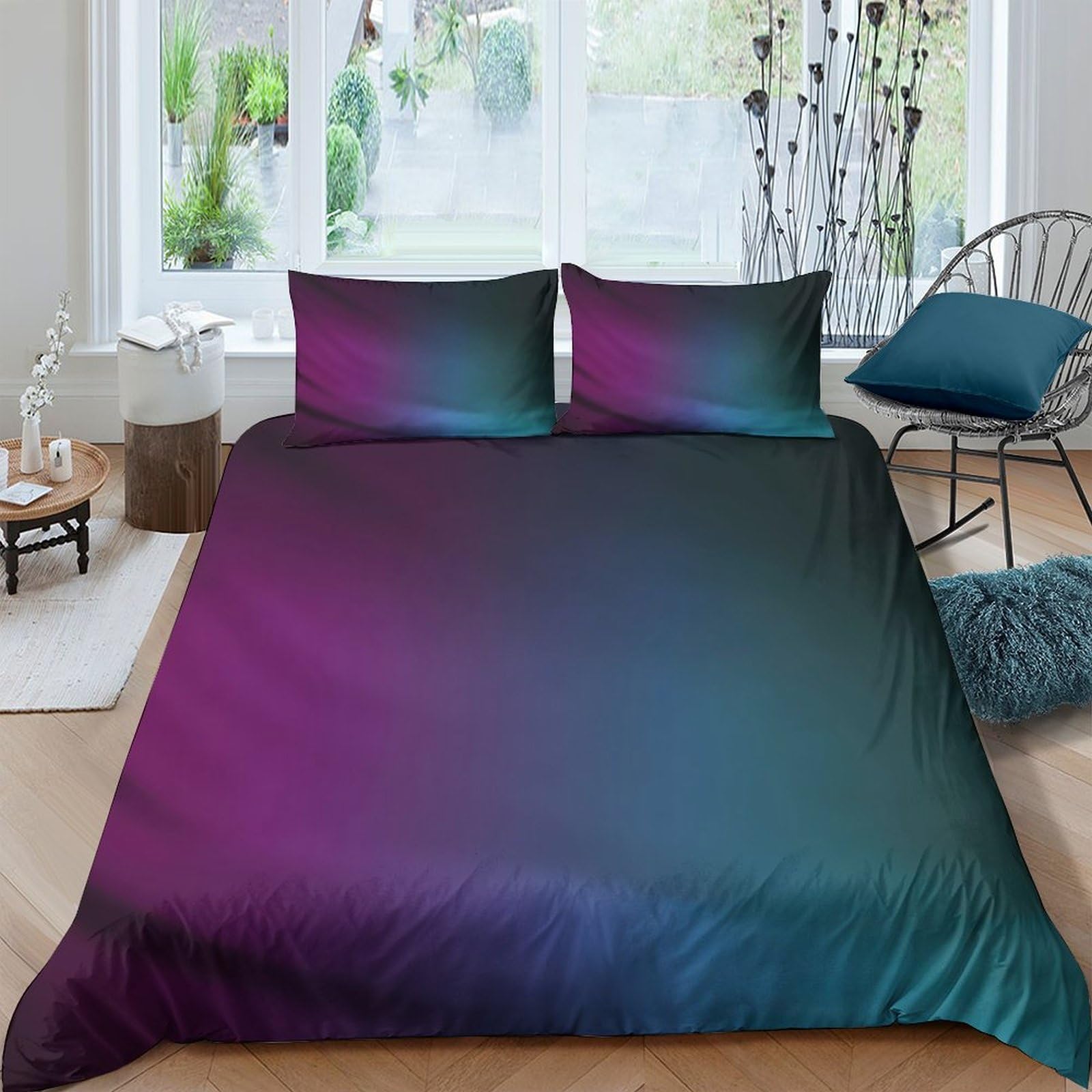 Ctjqhvkz Style-5 3D Printed Aurora Gradient Fitted Sheet Microfiber Soft Breathable Nebula Mattress Cover For Bedroom Dorm Home Decor Single（135X200cm）