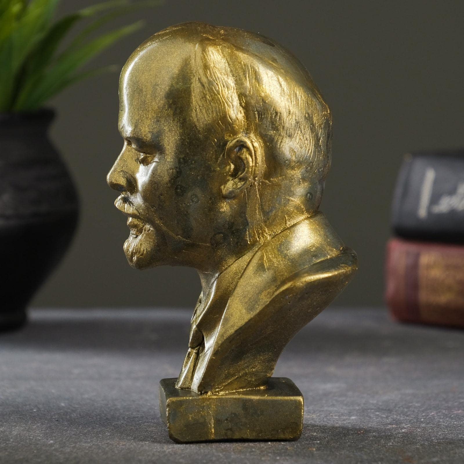 Vladimir Lenin Russian Soviet Communist Leader Bust Sculpture Statue Collectible Art Figurine Figure (Red)