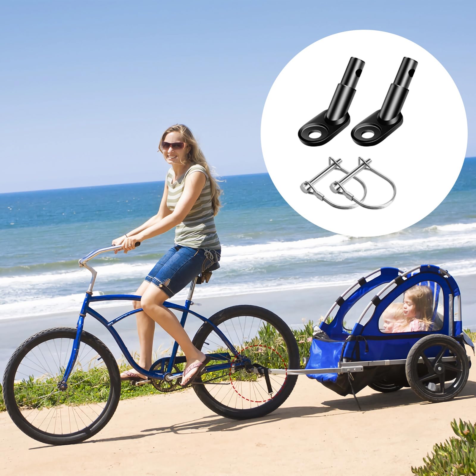 2 Stück Fahrradanhänger Kupplung, Fahrradanhänger Kupplungsset | Fahrrad Anhängerkupplung, Adapter fahrradanhänger, Fahrradanhänger Adapter mit Sicherungsstift