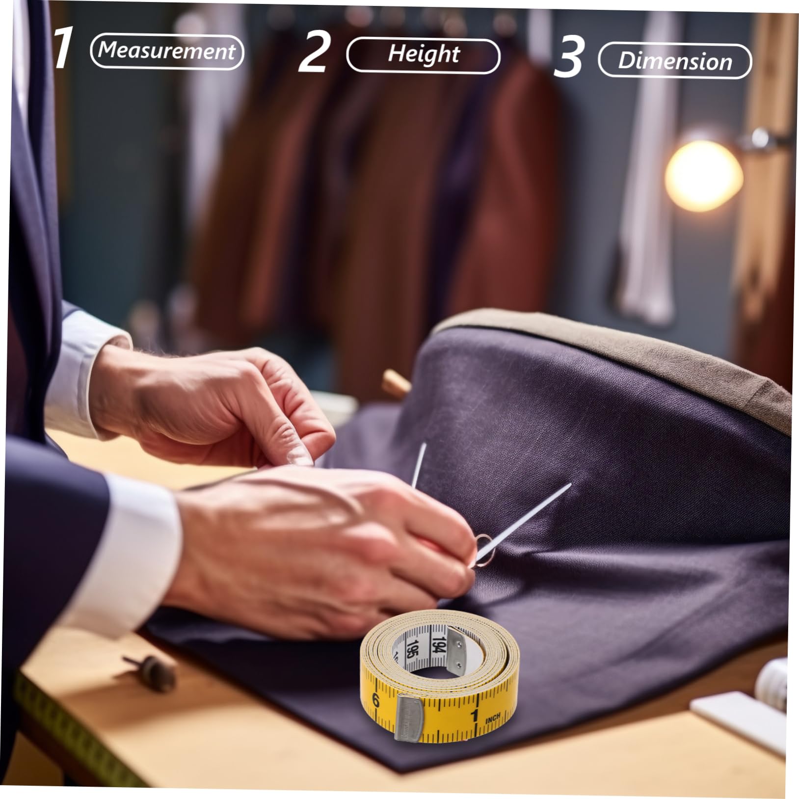 HOLIDYOYO Vintage Measuring Tape Soft Dual Sided Pocket Tape Measure for Height and Waist Lightweight and Portable for Home Travel and Sewing Projects