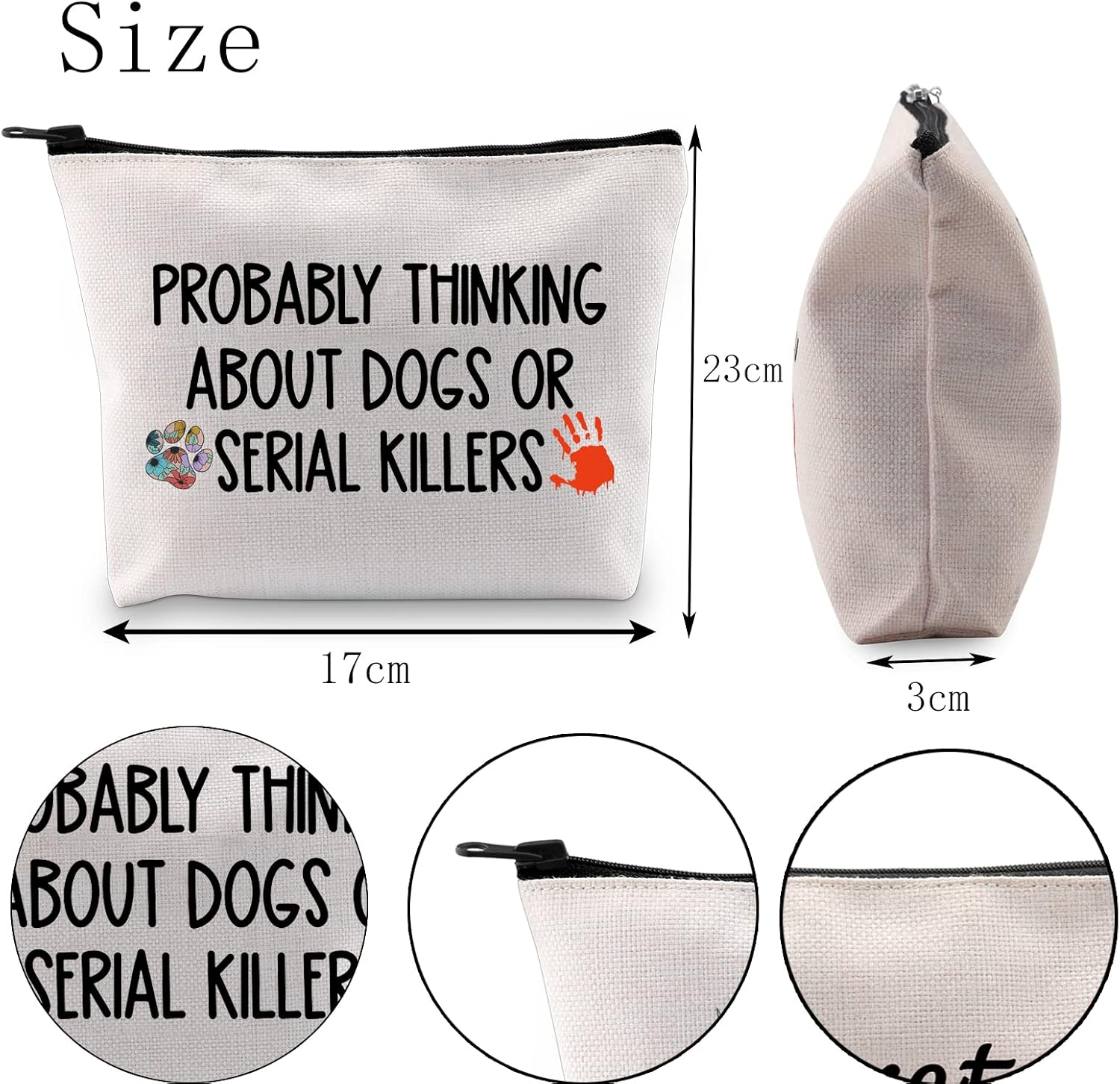 True Crime Lover Gift Probably Thinking About Dogs or Serial Killers Cosmetic Bag Murder Gift (Probably Thinking UK) - Image 3
