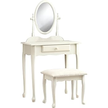Amazon Com Monarch Specialties I 2 Piece Vanity Set Antique White Furniture Decor