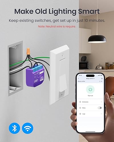 Miniatura 3 de SwitchBot Interruptor WiFi compatible con AlexaApple HomeGoogle HomeMatter (requiere concentración), módulo de interruptor de relé de medición de