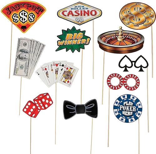 Accesorios para palos de fotos de casino para fiestas, accesorios de ropa para cabina de fotos - 12 piezas
