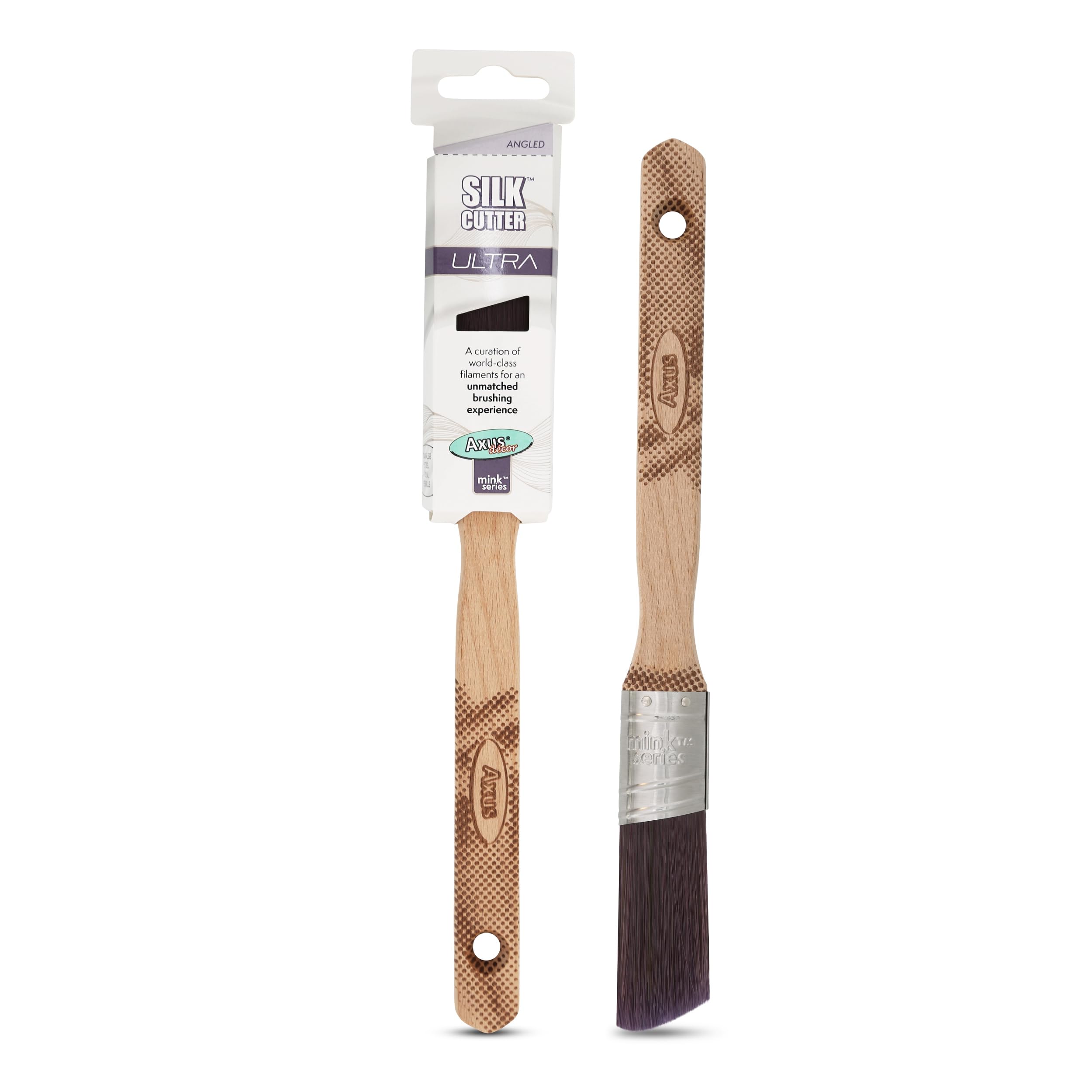 Axus Decor Silk Cutter Ultra (Mink Series) Paint Brush Filaments, Birchwood Handle - Ideal For Walls, Ceilings & Skirting, Anti-Rust Stainless Steel, Next Generation Brush - 1"/25mm