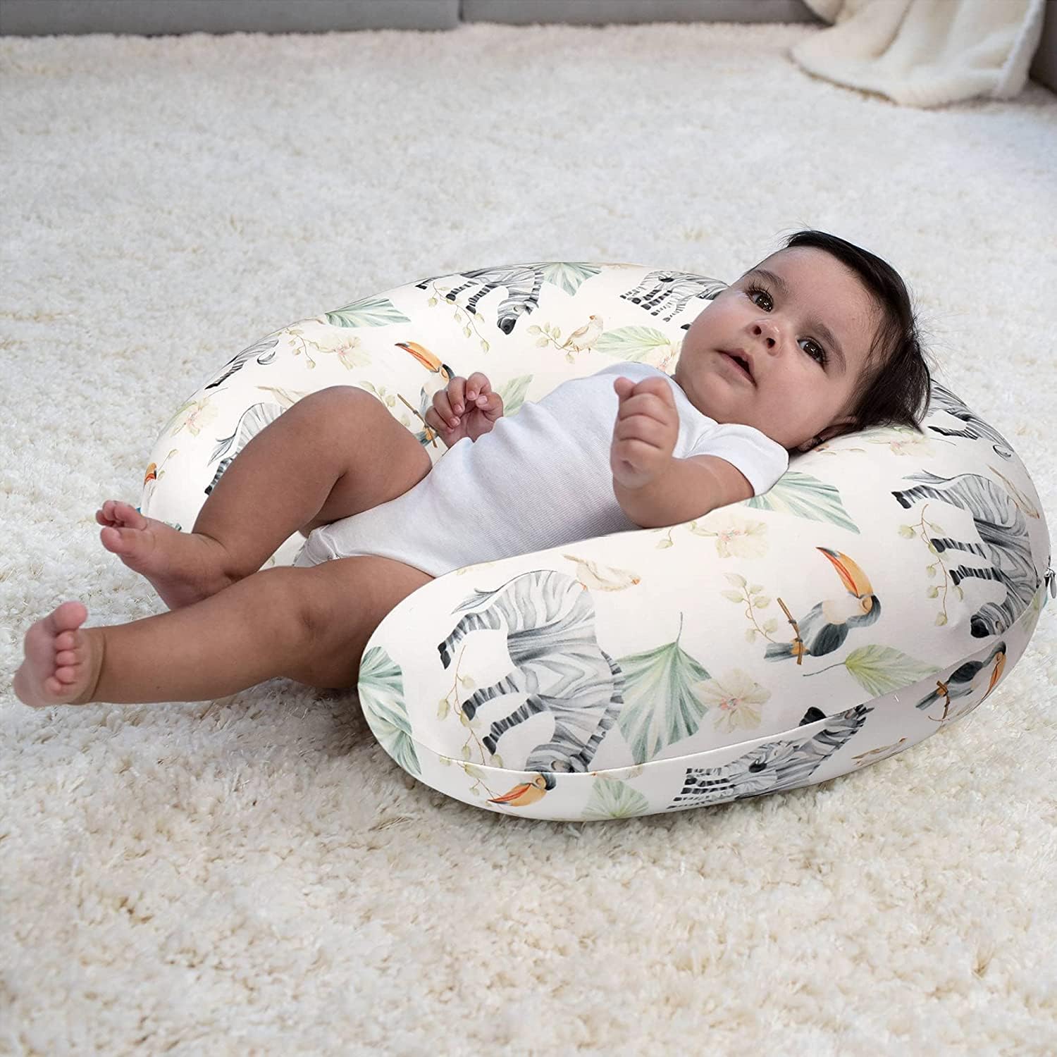 Breast Feeding Baby Pillow with Detachable Cover | Feeding Pillow for New Born Baby | Infant Support for Baby & Mom Cradle 0-24 Months Breastfeeding Nursing Pillow Neck Pain Relief (Zebra-Forest) (B0DH525GRC) Amazon Price History, Amazon Price Tracker
