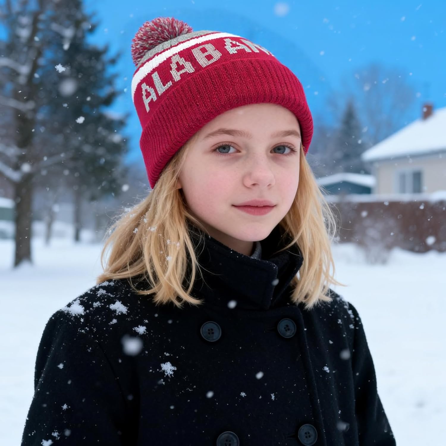 College Team Color Beanie - Fashion Knit Pom-Pom Hat Soft Headwear Cuffed Winter Hat Sport Fans Gift for Men Women Kids - Image 2