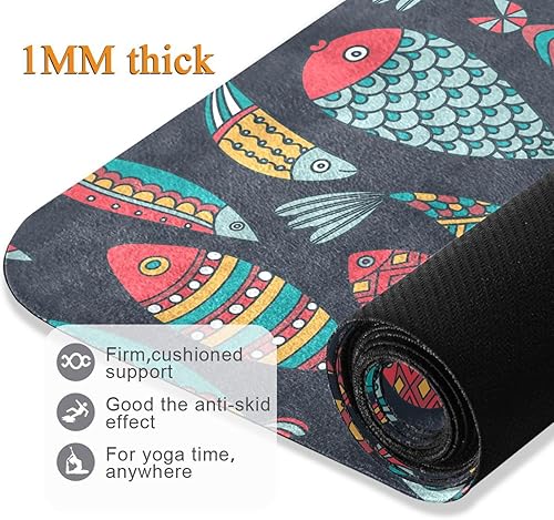 Miniatura 4 de Blueangle Linda esterilla de yoga de pez, textura antideslizante, tapete de yoga ecológico, tapete de ejercicio y entrenamiento para yoga, pilates y