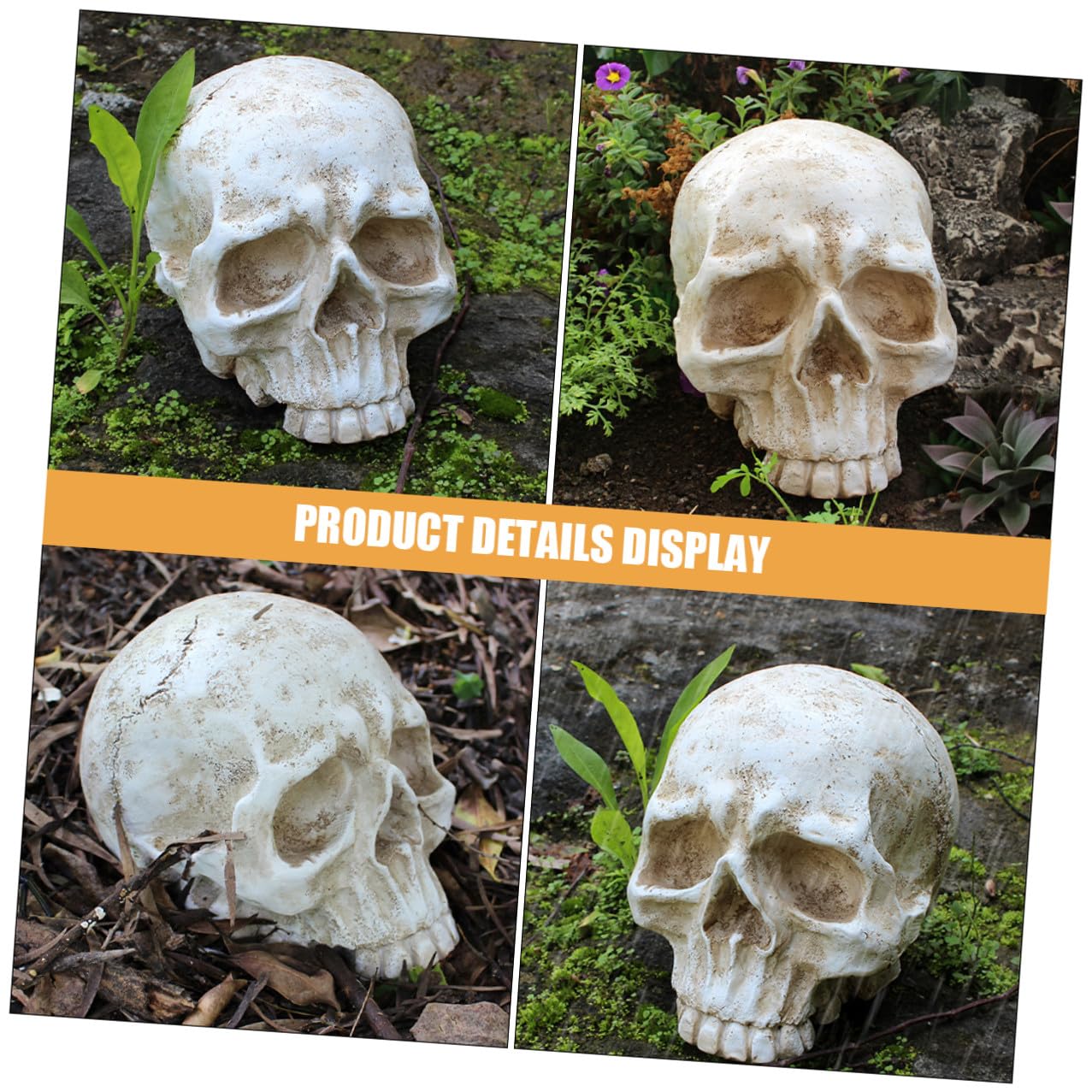 SOLUSTRE Halloween Realistyczna Czaszka Dekoracyjna z Żywicy Ozdoba Przyjęcia i Domowe Halloweenowe Dekoracje Gotycki Model Czaszki Do Imprez i Aranżacji Wnętrz