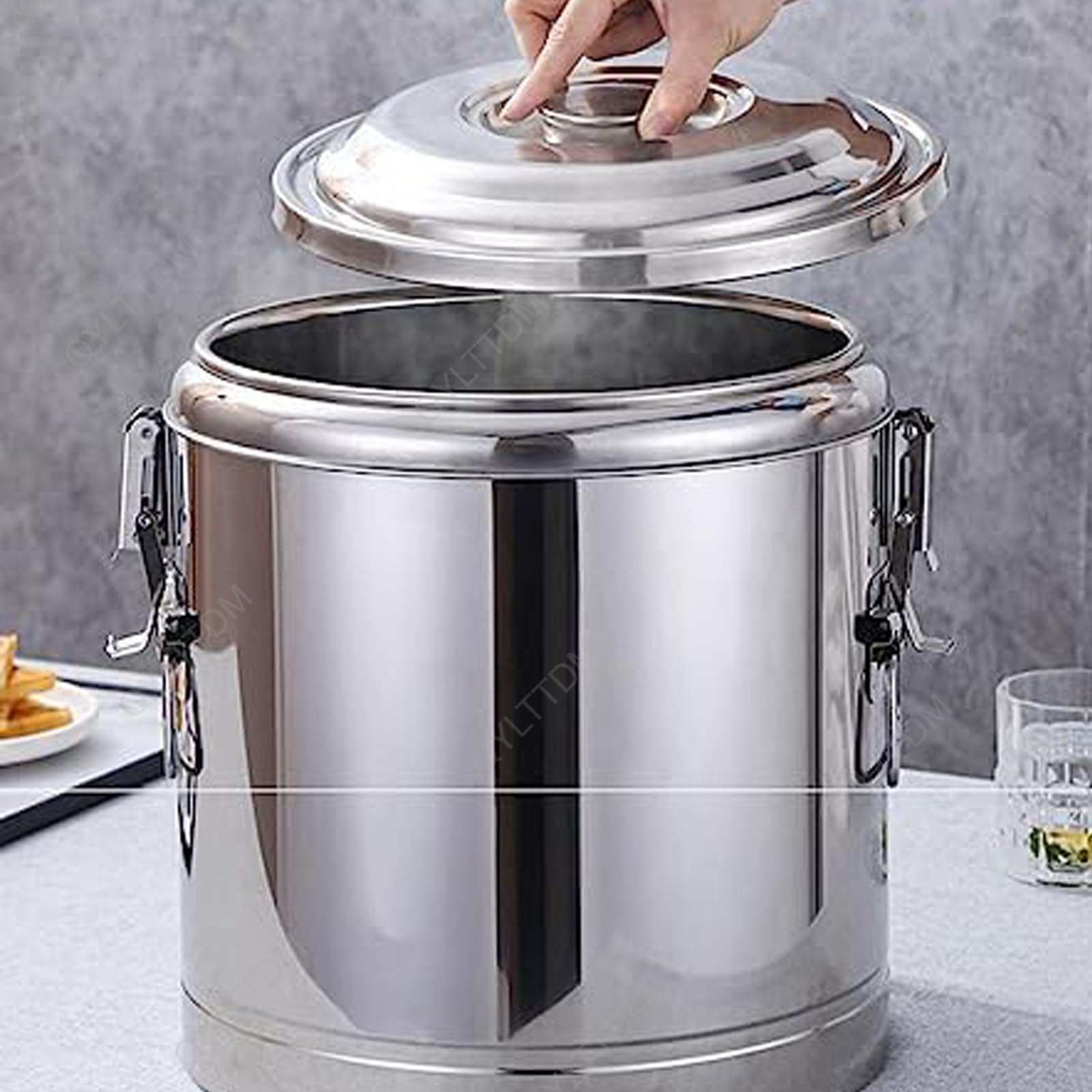 Termo Comercial de Acero Inoxidable para Catering, dispensador de Bebidas isotérmico con Grifo, Recipiente para Bebidas Calientes como Agua, gachas y Sopa.