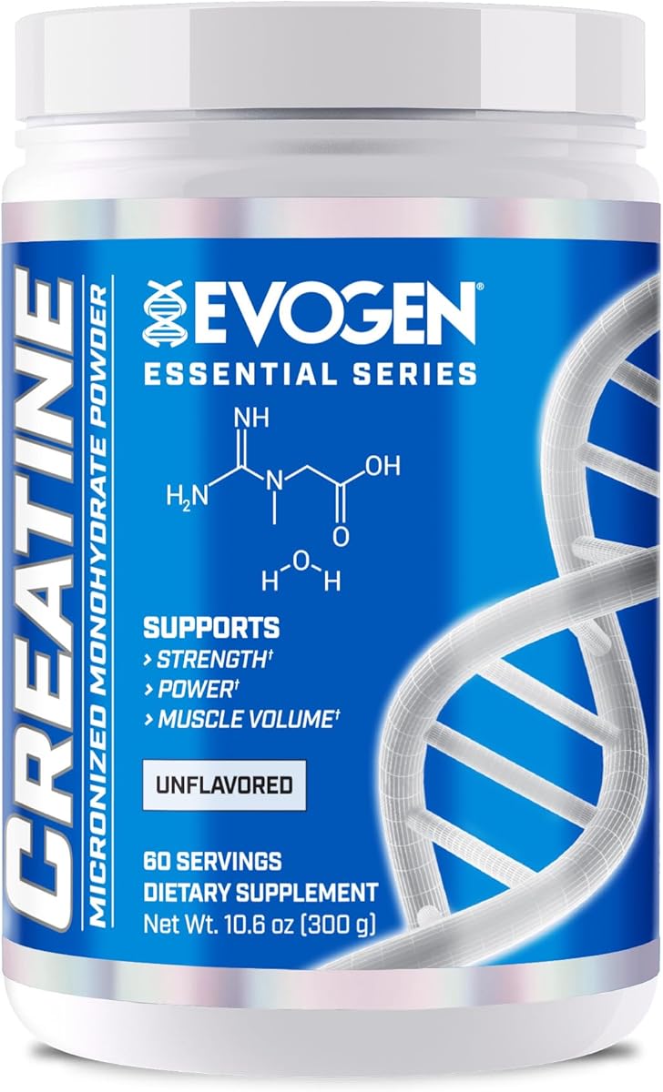 Evogen Creatine Monohydrate Powder - Micronized Creatine for Women & Men | Pure Creatine Powder Supplement for Strength, Power & Recovery | Unflavored | 60 Servings