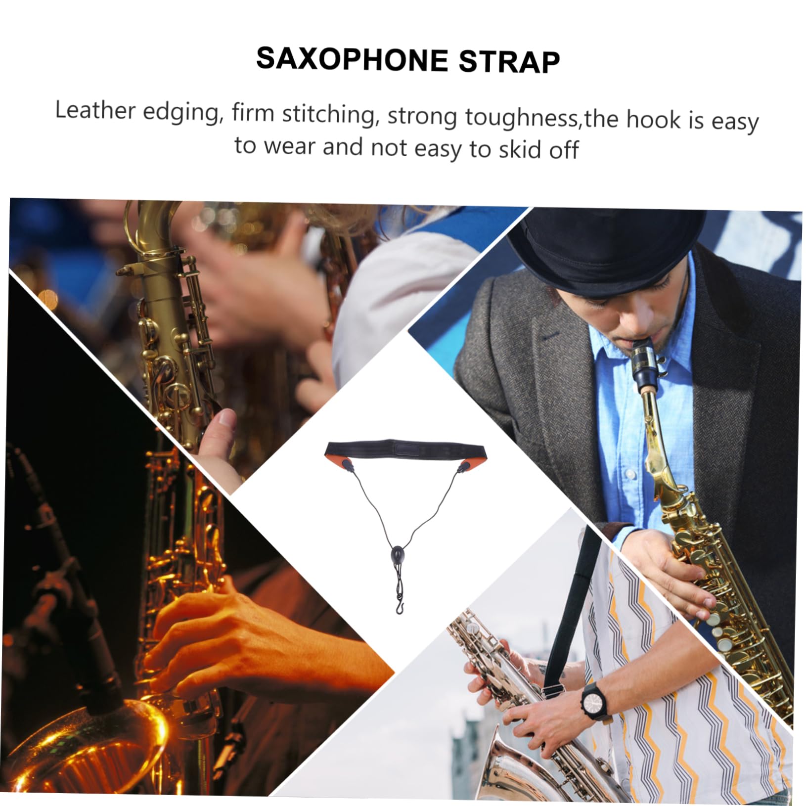 TOYANDONA 3pezzi Cinghia Per Sassofono Regolabile Con Supporto Imbottito e Gancio Antiscivolo Nera Comfort e Stabilità Per Musicisti